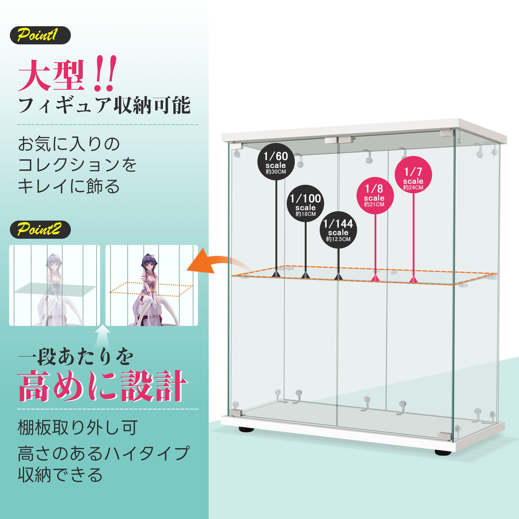 Amazon.co.jp: コレクションケース 両扉タイプ 大型 ワイドタイプ