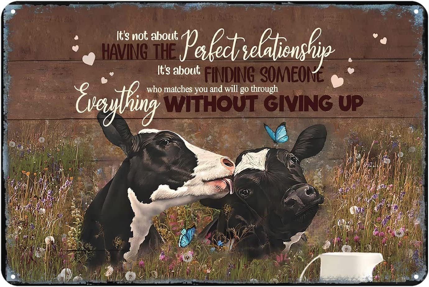 Metal Sign Farming Cows Everything Without Giving Up Rustic Decor Vintage Tin Sign Home Kitchen Bar Farm Cafe Club Cave Wall Decor Cow Tin Sign 12x16 Inch
