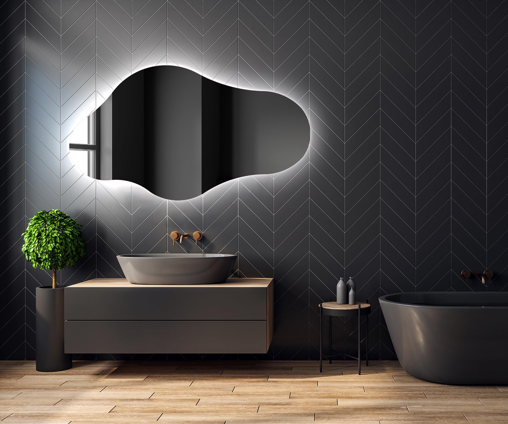 A ARTFORMA Specchio 94x54 cm CHM221 x58, LED, Illuminazione | su Misura, moderno specchi con illuminazione, retroilluminato, CHM221