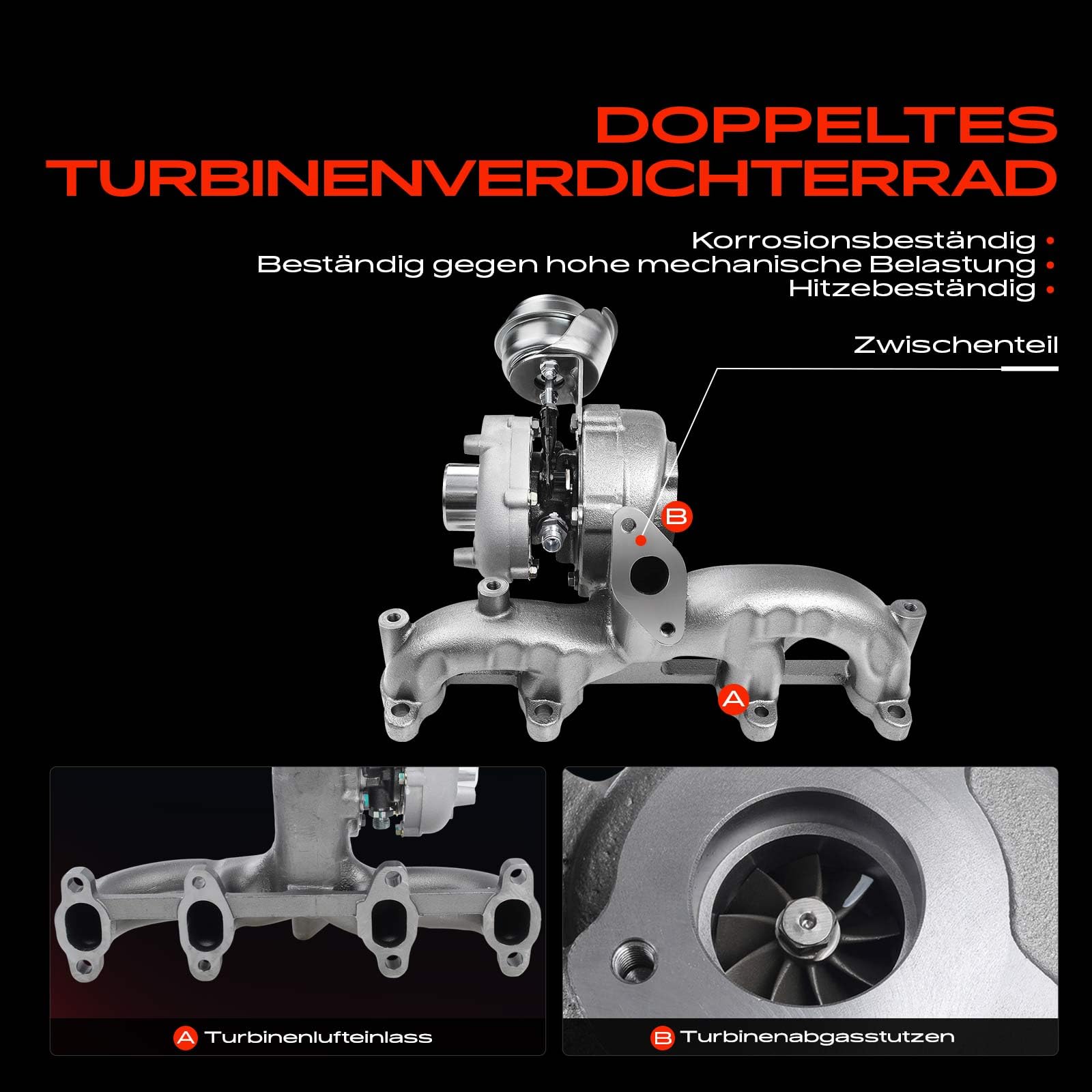 Frankberg Turbolader Abgasturbolader Kompatibel mit Golf IV 1J1 1J5 A3 8L1 Octavia I 1U2 1U5 Leon 1M1 Bora 1J2 1J6 Sharan 7M6 7M8 7M9 Alhambra 7V8 7V9 038253019NV500