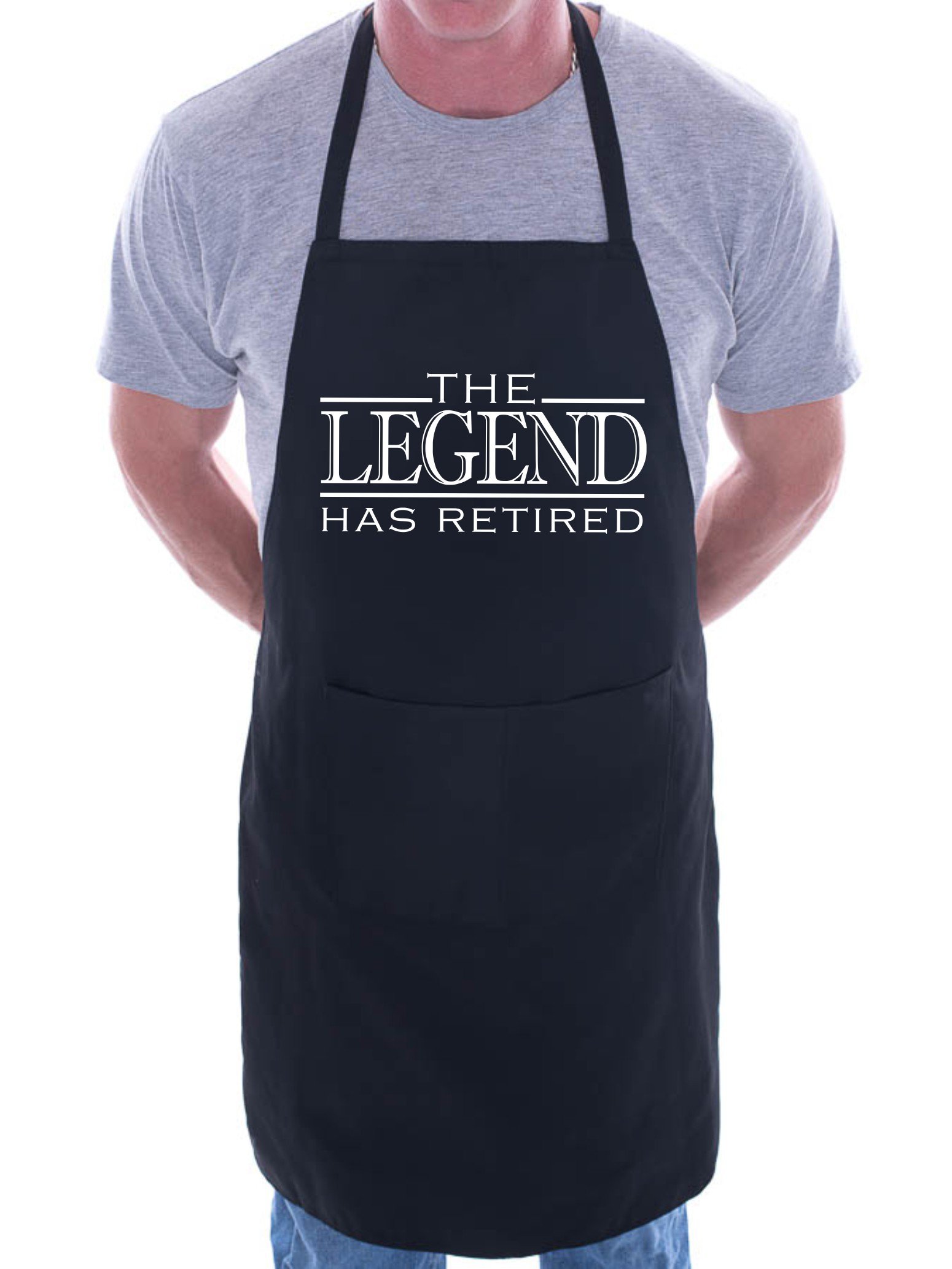 Print4u Men's Black The Legend Has Retired Bbq Cooking Funny Novelty Apron