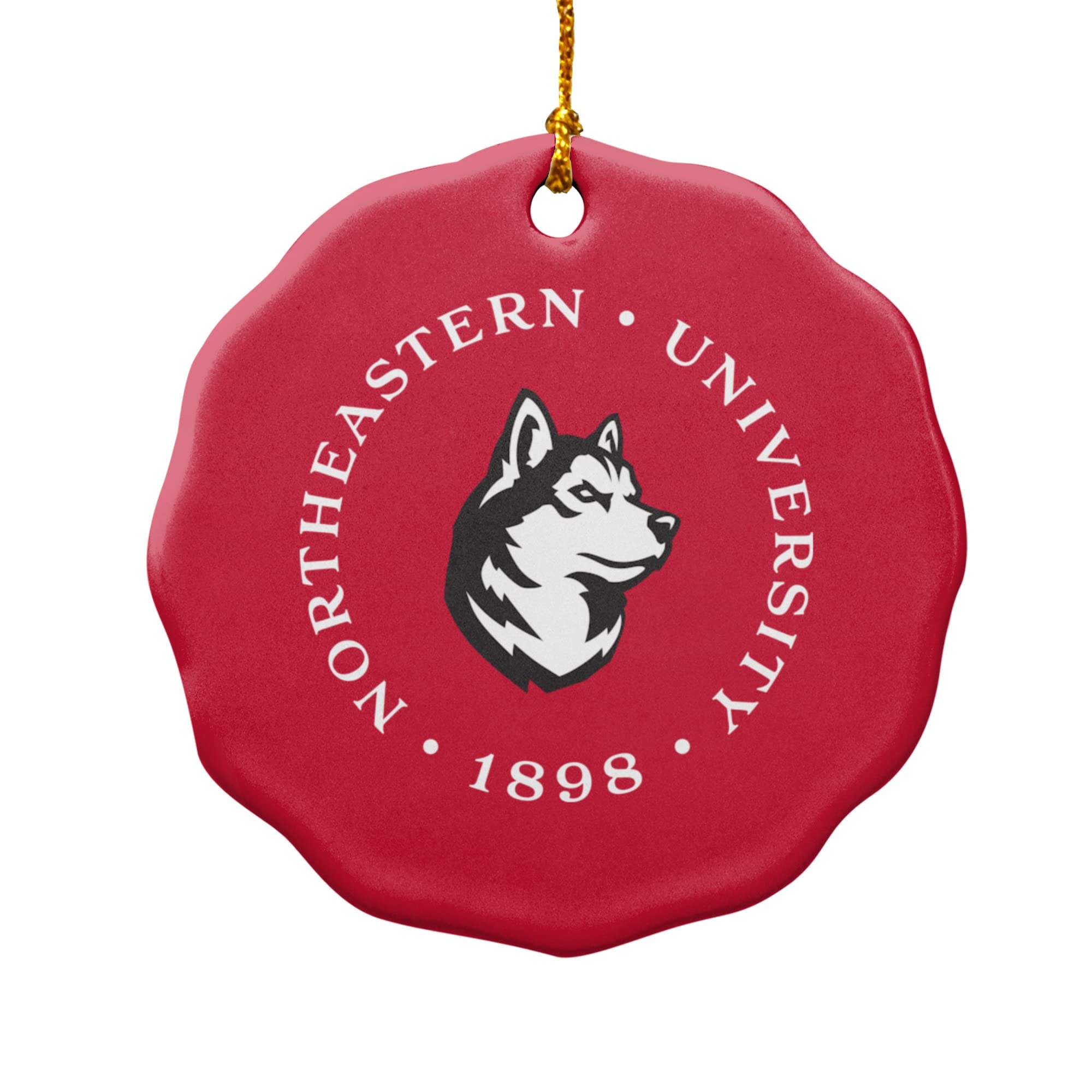 GRAPHICS & MORE Northeastern University Primary Logo Porcelain Scalloped Holiday Christmas Tree Ornament - 2.8