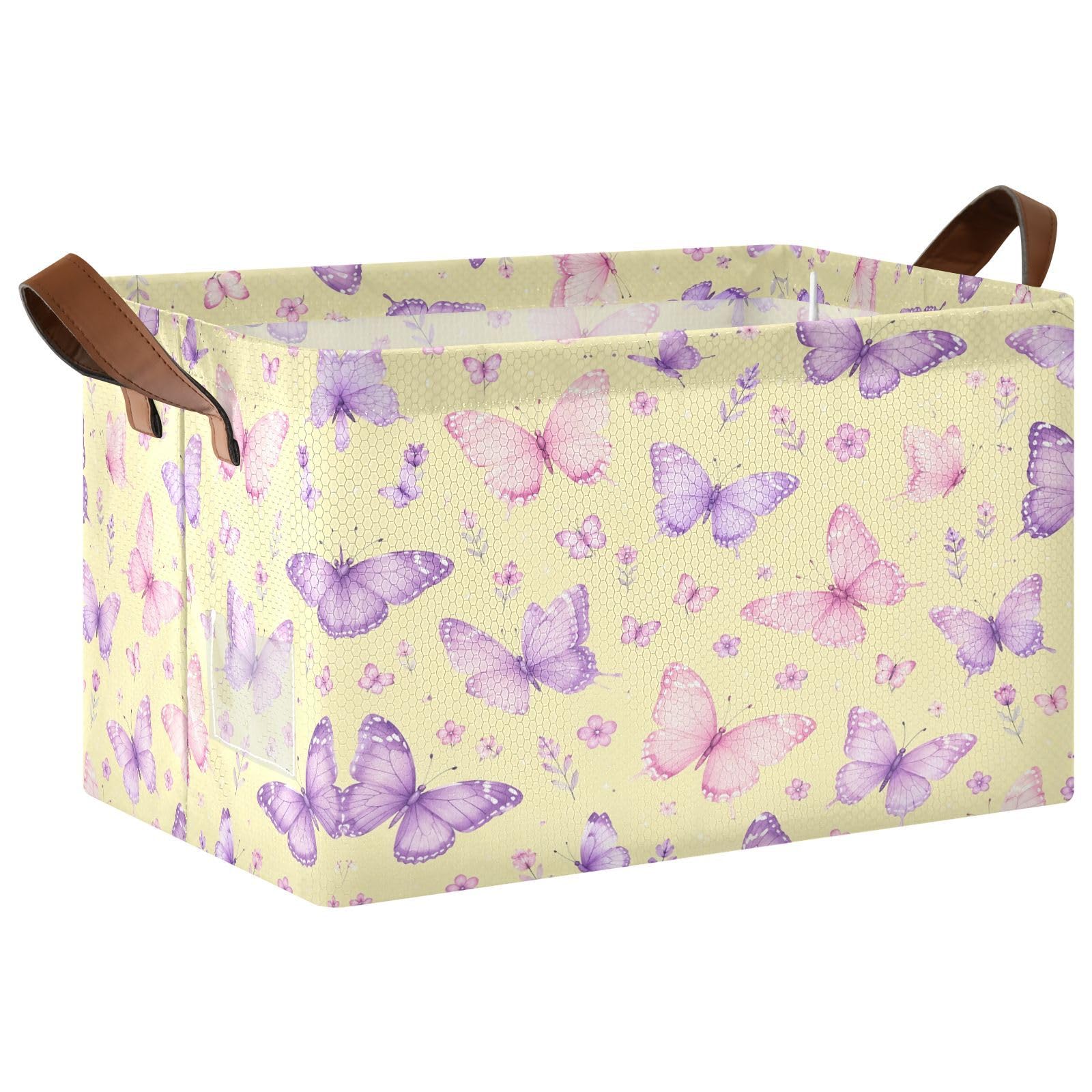 Ewusp Butterfly Storage Basket with Handles Waterproof Collapsible Storage Bin Closet Organiser Dog Toy Basket for Bedroom Nursery Office Home Organizing
