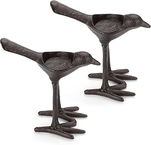 OwnMy 2 portavelas de pájaros de hierro fundido, portavelas votivas vintage, candelabros de metal rústico, estatuilla decorativa de pájaro,