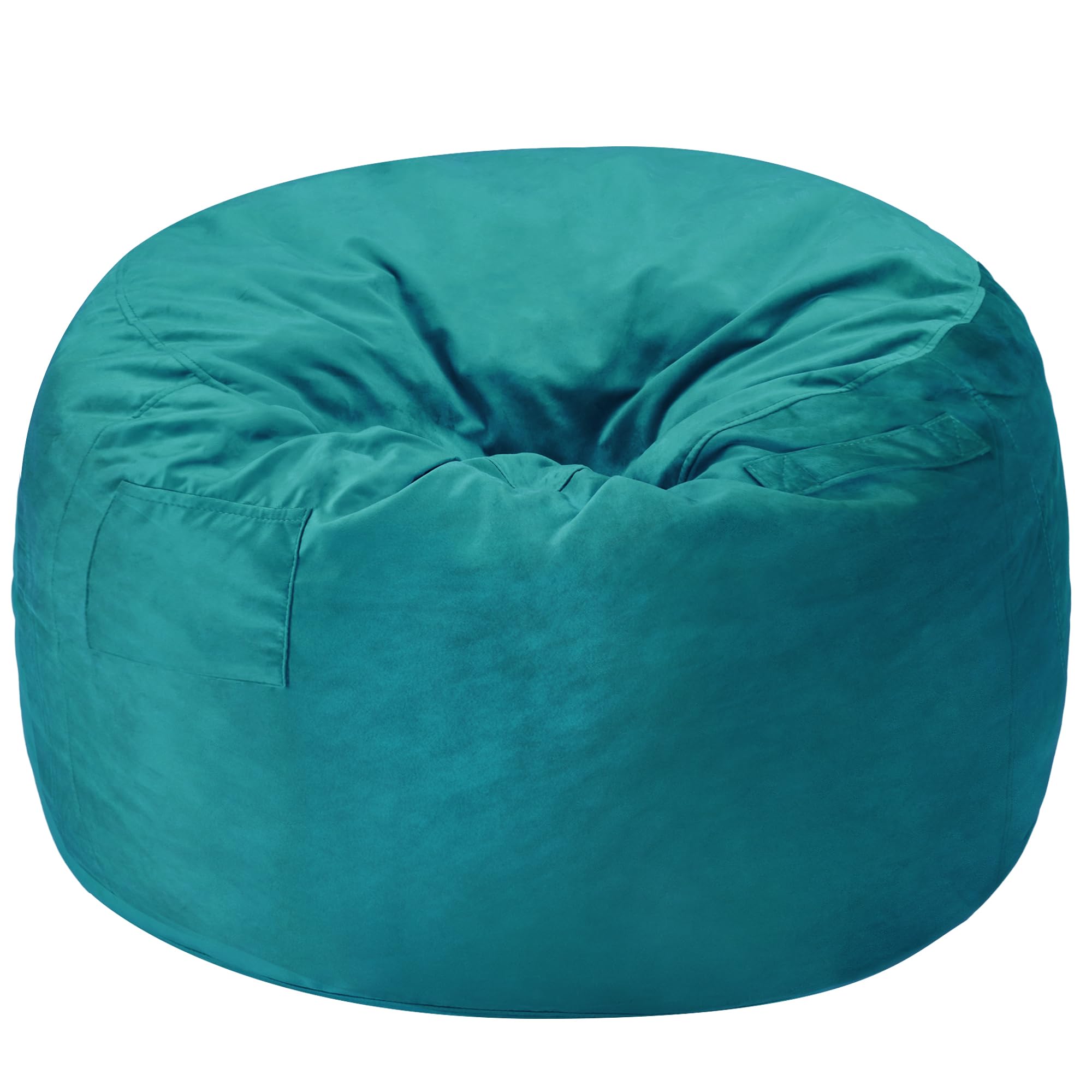 Homguava 5 FT Bean Bag Chair: 5' Bean Bags with Memory Foam Filled, Large Beanbag Chairs Soft Sofa with Dutch Velvet Cover-Purple