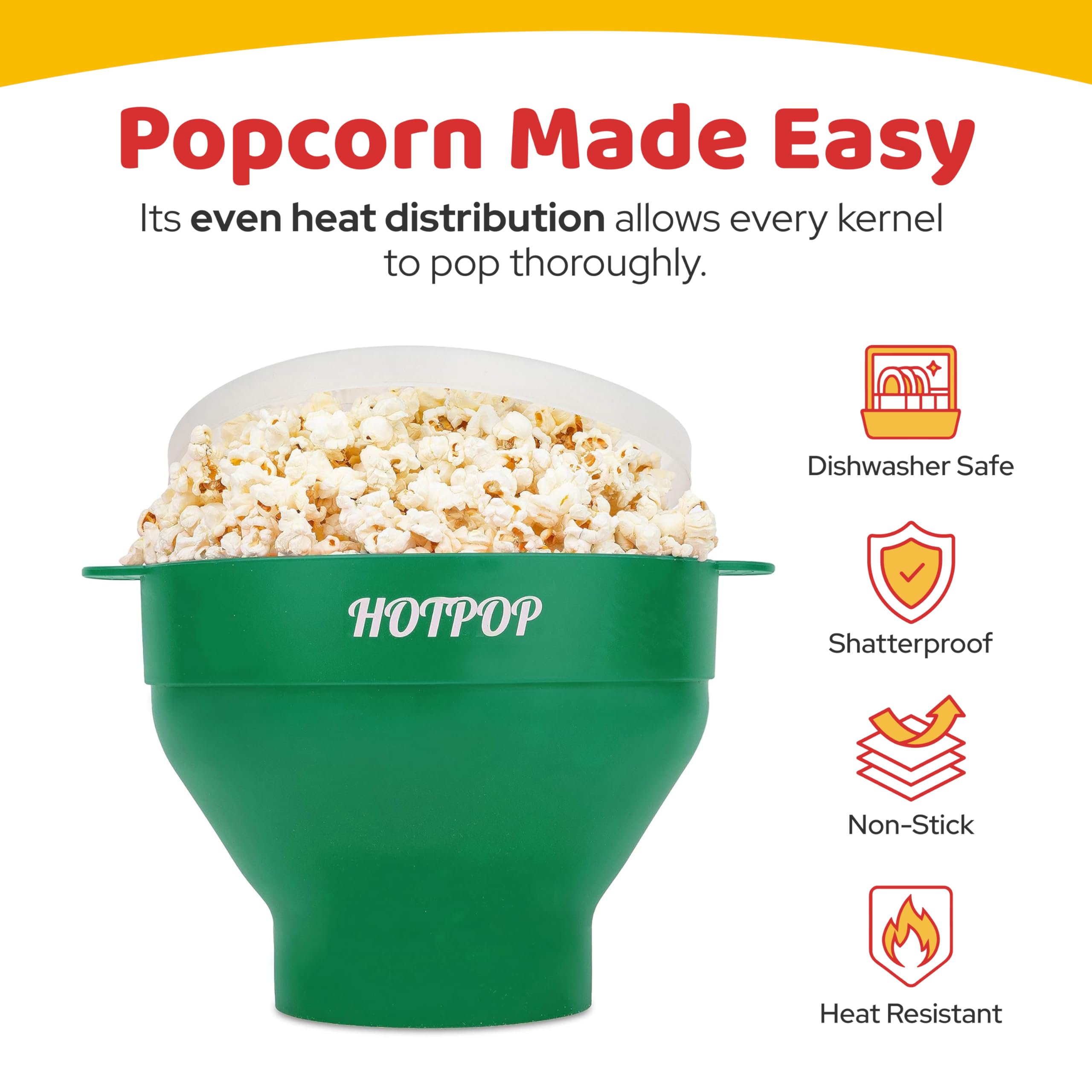 The Original Hotpop - Palomitas de maíz para microondas, máquina de palomitas de maíz de silicona, cuenco plegable sin BPA y apto para lavavajillas, 20 colores disponibles (verde oliva)