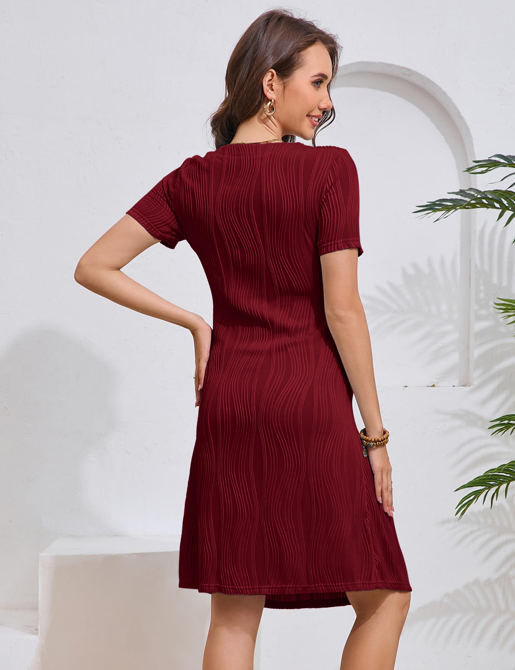 KOJOOIN Umstandskleid Damen V-Ausschnitt Kurzarm Schwangerschaftskleid Casual Umstandskleider Umstandsmode Sommerkleid mit Gürtel(Verpackung MEHRWEG)