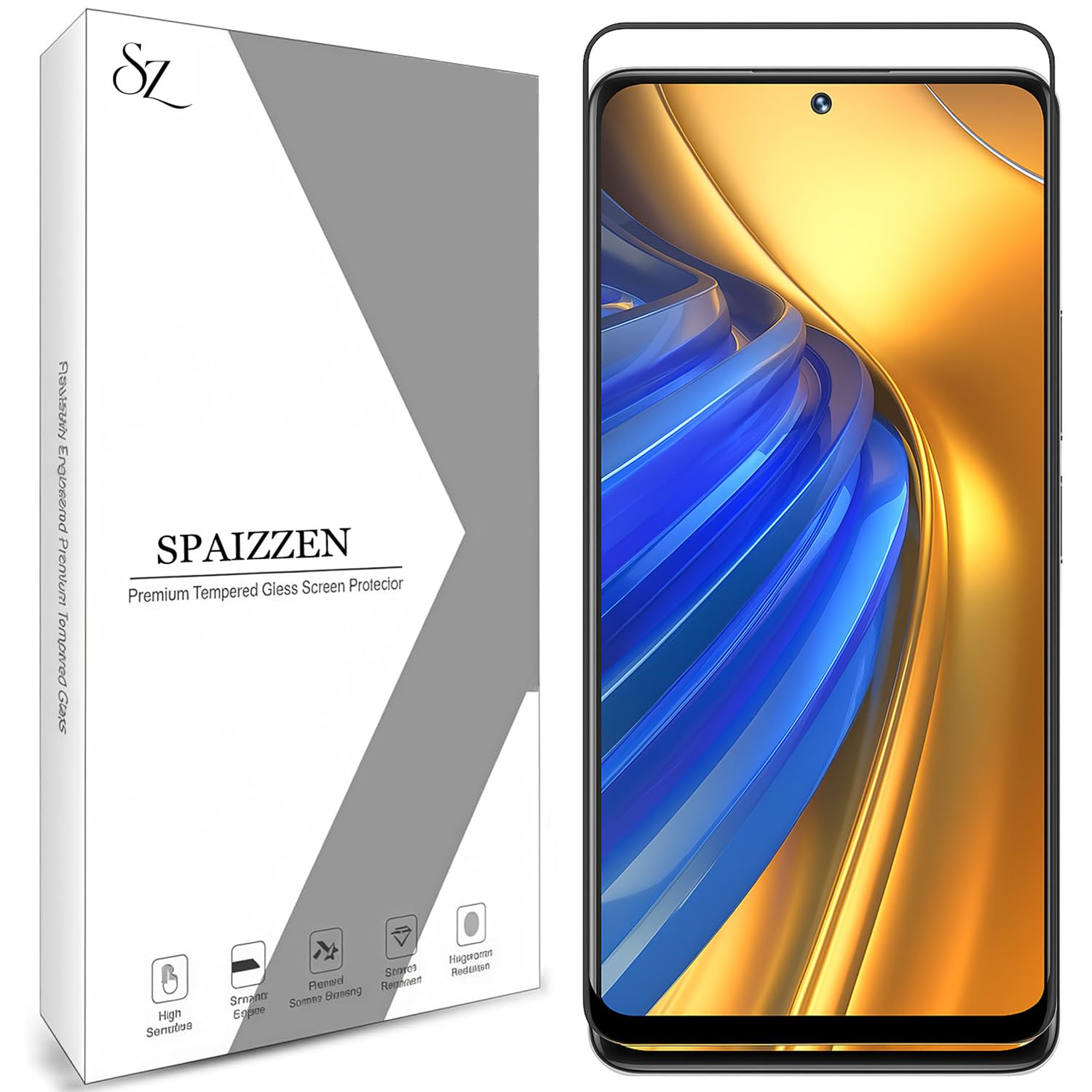 SPAIZZEN Military-Grade Tempered Glass Screen Protector Compatible for Realme Narzo 30 with Edge-to-Edge Coverage and Easy Self-Installation Kit