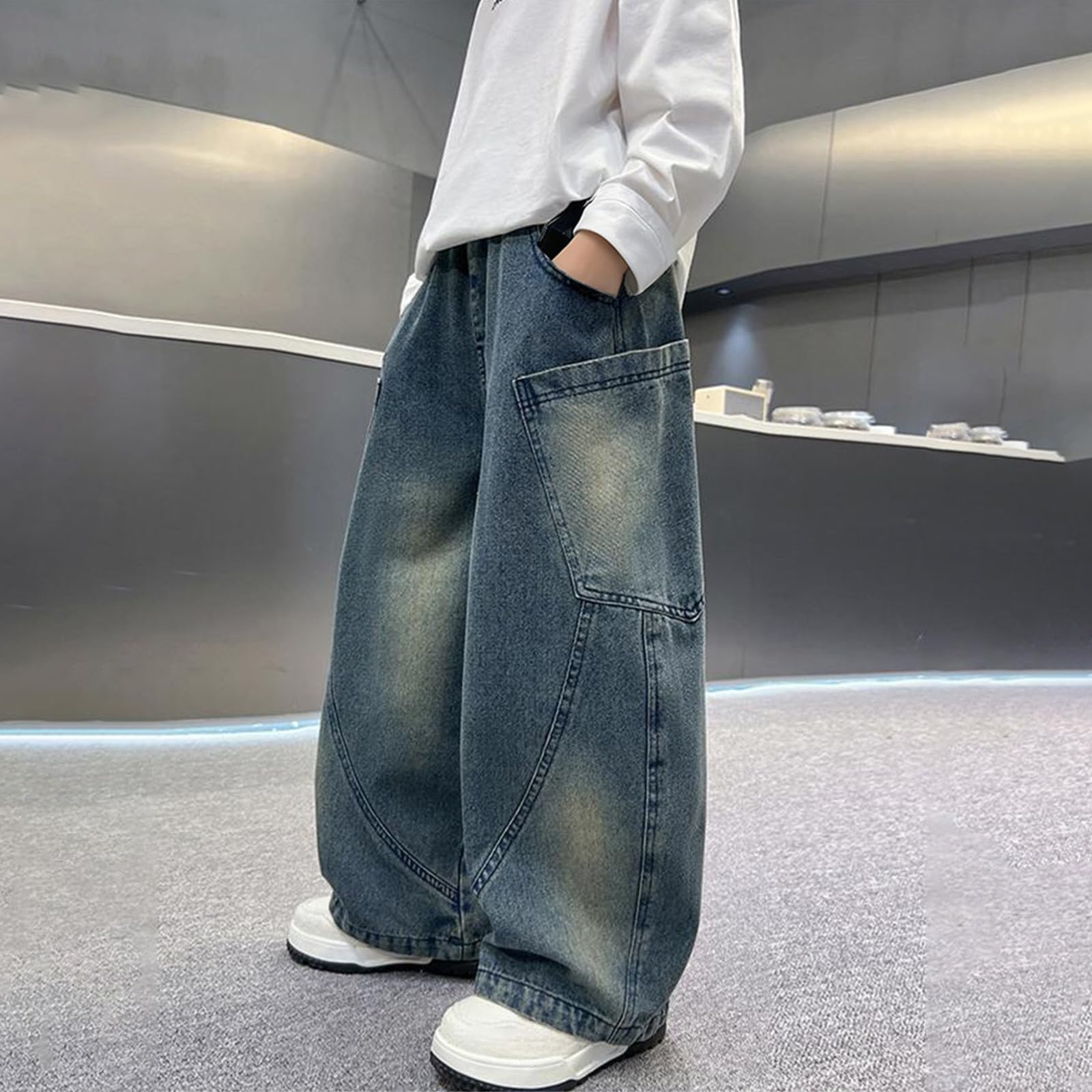 Pantalones Vaqueros duraderos para niños para Jugar, cómodos, elásticos, Informales, con Rodillas reforzadas.