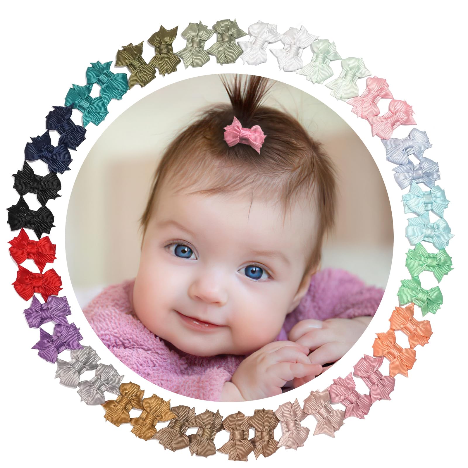 JOYOYO 40 Pcs Baby Hair Clips Mini Snap Clips Pastel Colors Hair Bows for Baby Girls Non-slip Safe Clips