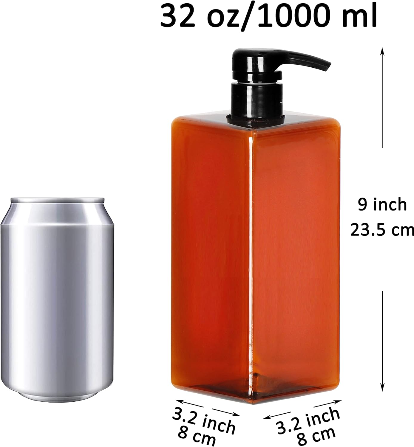 Youngever 3 Pack Pump Bottles for Shampoo 32 Ounce (1 Liter), Empty Shampoo Pump Bottles with Lockdown, Leak Proof Pumps (Amber) - Image 2