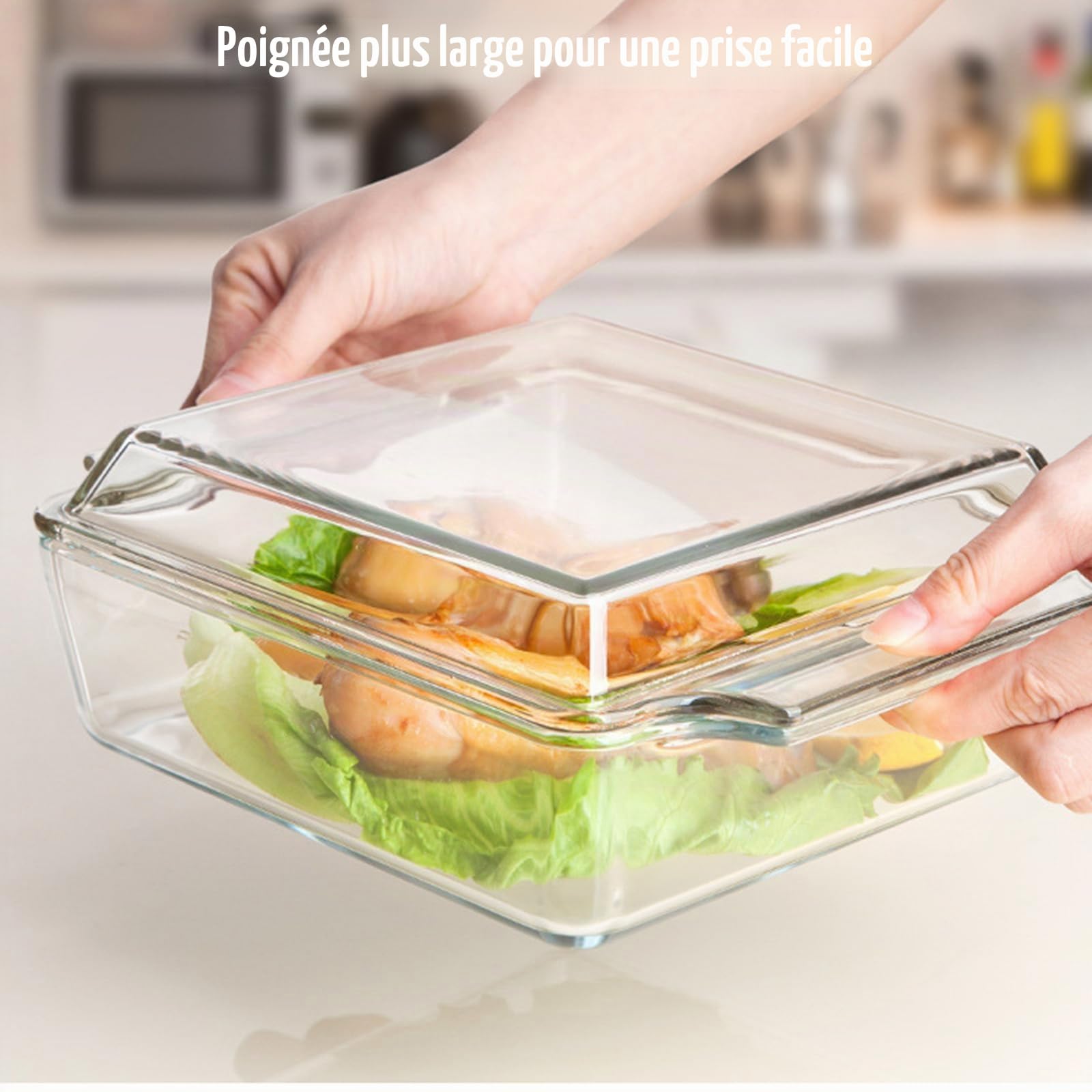 Plat à four rectangulaire 2 l avec couvercle en verre - 29 x 20 x 9 cm - Plat à lasagnes - Récipient de conservation en verre pour rôtir, four, cuisinière électrique, plat à gratin résistant à