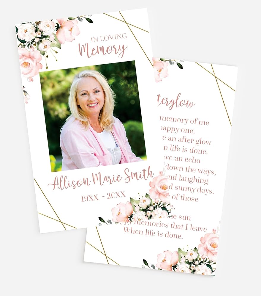 Memorial Funeral Cards Remembrance Cards