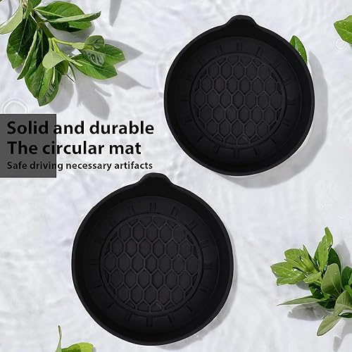 Miniatura 6 de Portavasos universal para automóvil, soporte antideslizante para interiores de automóviles, engranaje negro puro, paquete de 4