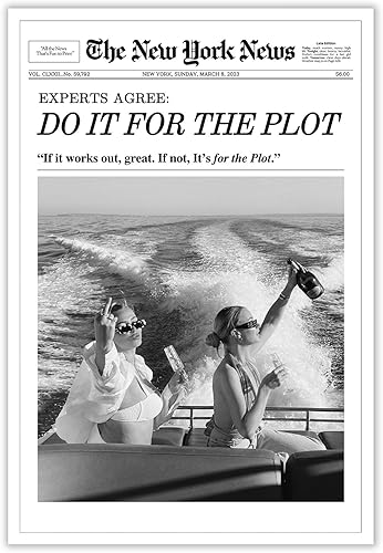 Miniatura 1 de FBKDVC Póster de periódico moderno en blanco y negro con estampado de revistas retro Do It For The Plot Hot Girls (Do It For The Plot Hot Girls)