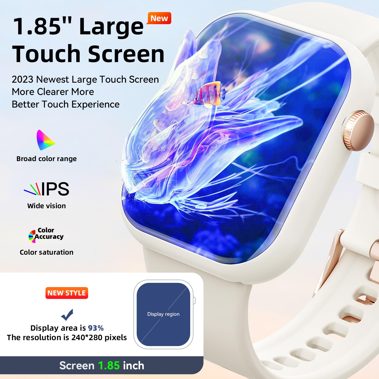 Smartwatch Uomo Donna, 1,85'' Schermo Orologio Smartwatch con Chiamata Bluetooth e Risposta Vivavoce, Smart Watch con Contapassi, Cardiofrequenzimetro da Polso, Orologio Fitness per Android iOS