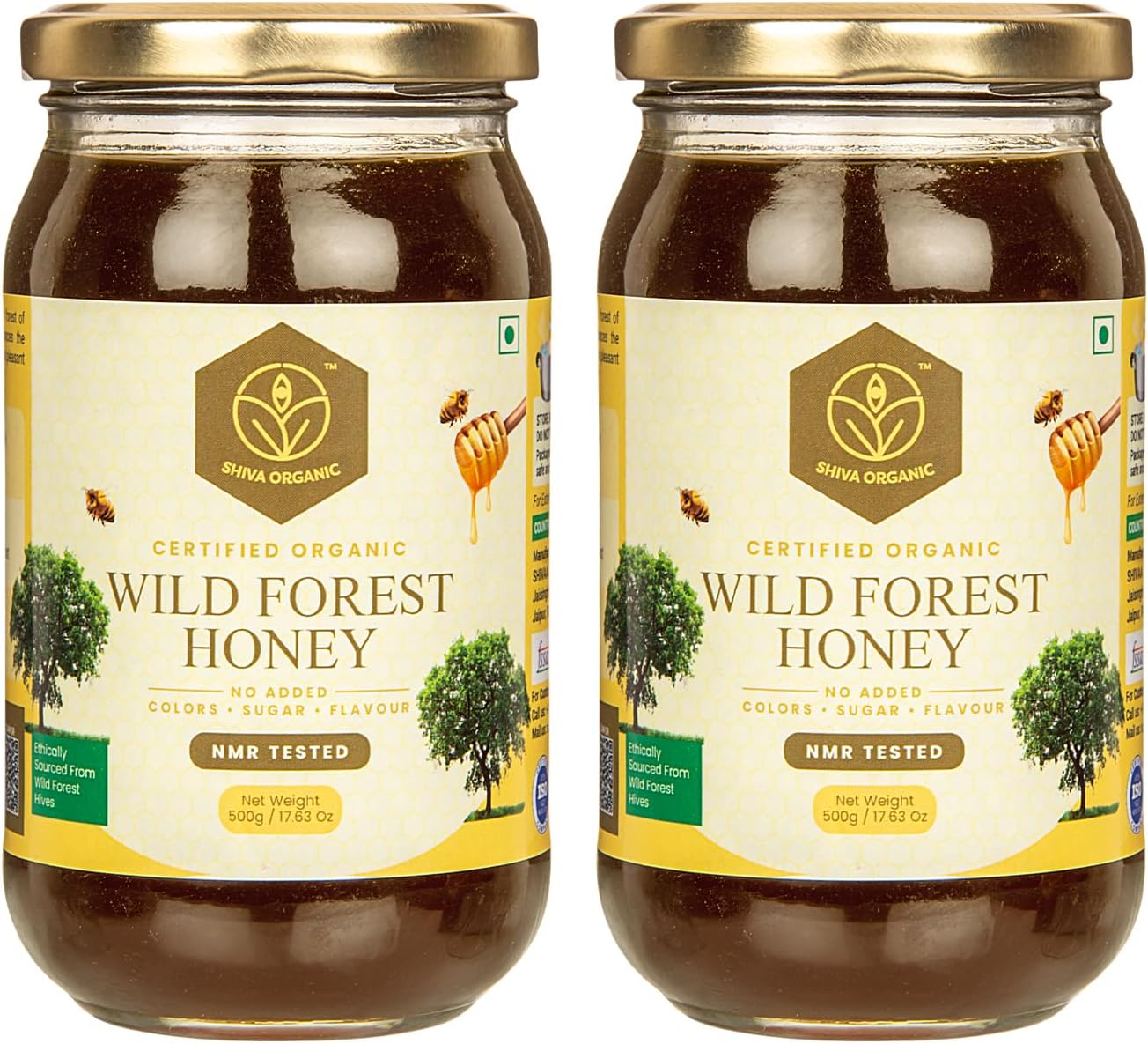 Shiva Organic Raw Wild Forest Flower Honey 1 kg | 100% Pure NMR Tested | Raw and Unprocessed