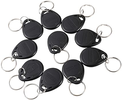 UHPPOTE EM4100 EM4102 125KHz RFID EM-ID Card Tag Token Key Chain Keyfob Read Only Color Black (Pack of 10)