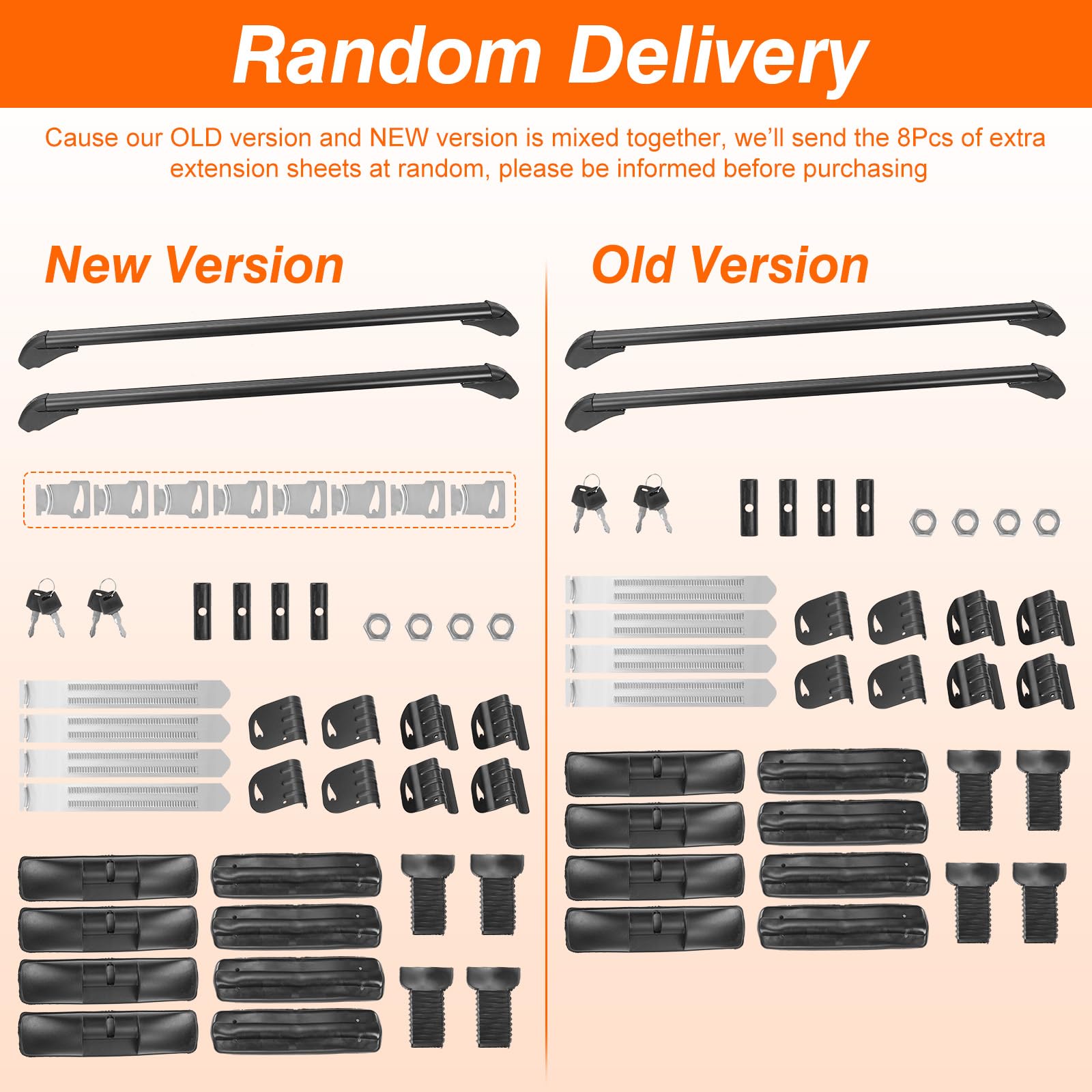 Universal Car Roof Rack Cross Bars w/Anti-Theft Lock,Heavy-Duty Aluminum Alloy Roof Rail w/165LBS Capacity for Bike, Kayak,Cargo, Luggage Fits Vehicles with Rain Gutter Spacing 42.91in-44.88in (2PCS)