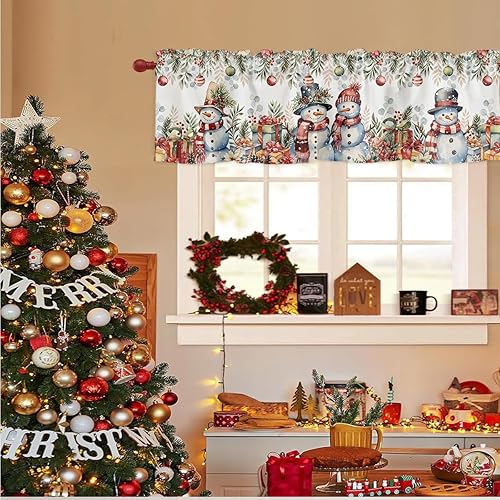 Miniatura 10 de Juego de 2 cortinas de cocina otoñales con diseño de hojas de arce y Acción de Gracias, cenefas cortas de café naranja con bolsillo para barra de 3