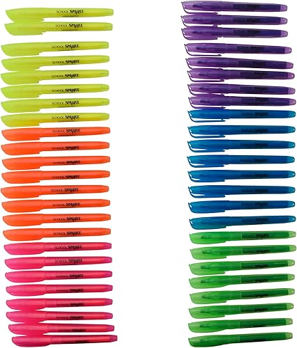 Miniatura 2 de School Smart Resaltadores, punta de cincel, estilo bolígrafo, colores surtidos, paquete de 48