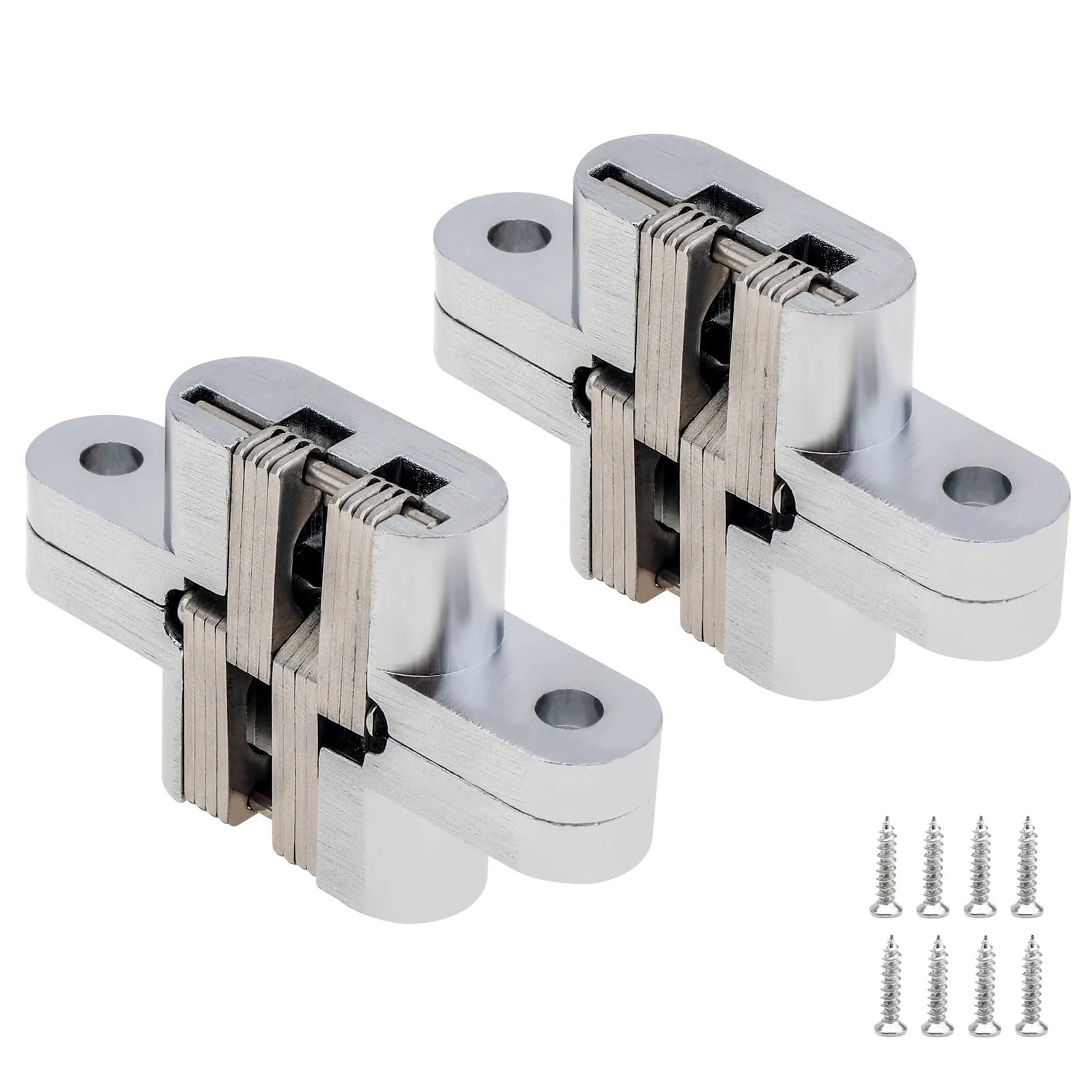 Door Hinges 2pcs Stainless Steel Hidden Door Hinges 180 Degree Concealed Cabinet Bookcase Wardrobe Closet Furniture Hardware for Bathroom