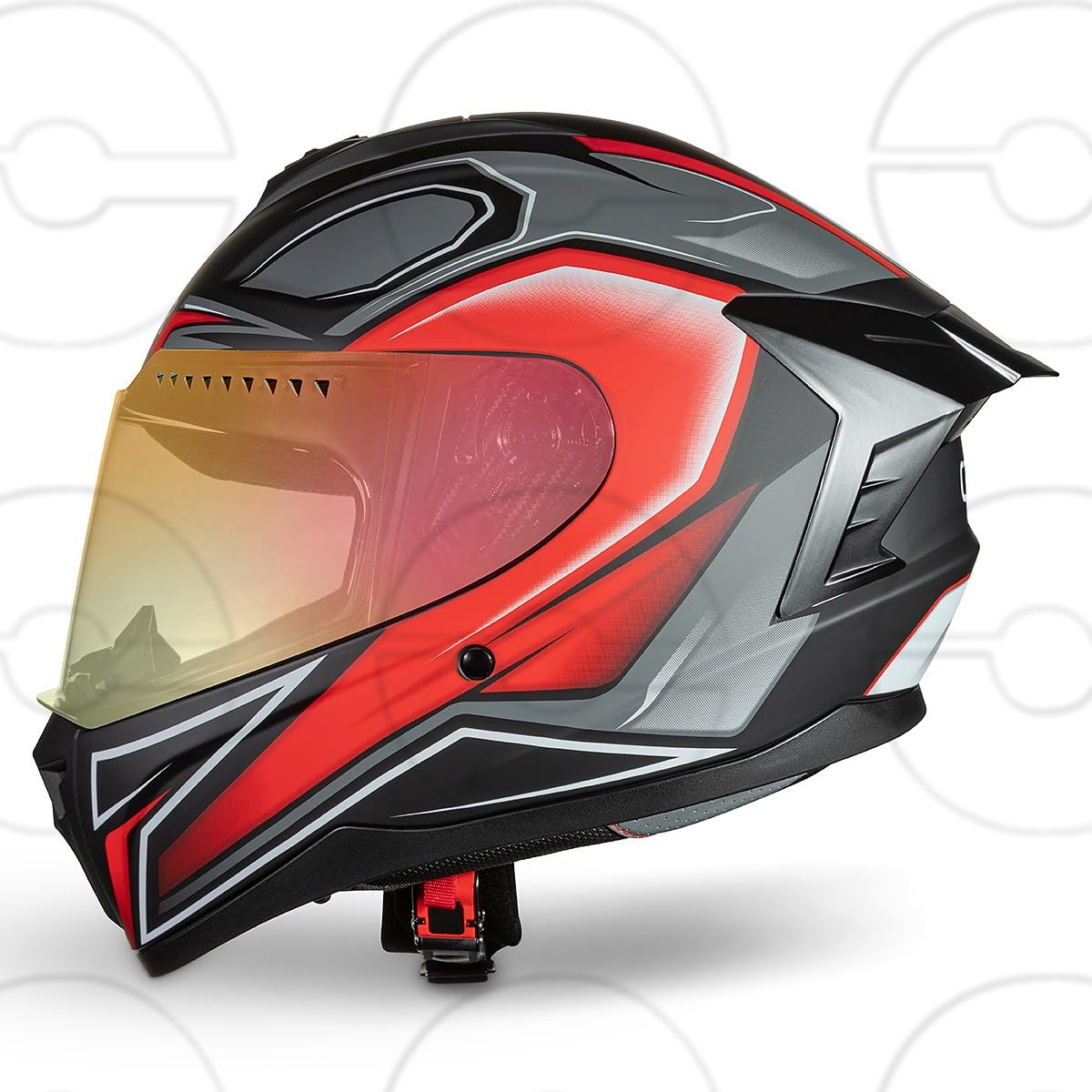 CRUIZER Casco moto Integrale Omologato con visiera trasparente e visiera metalizzata Rossa
