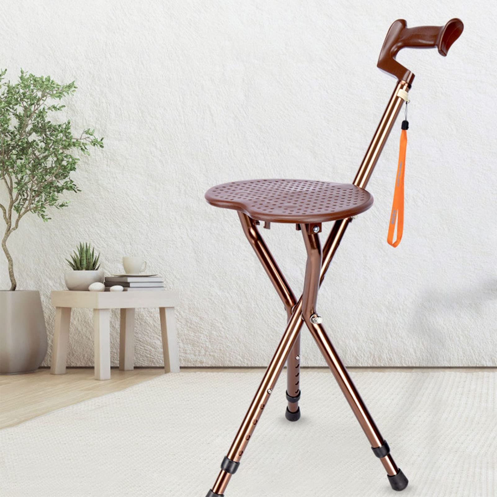 Sedile pieghevole per bastone da passeggio, sedia in canna di alluminio regolabile in altezza, sgabello per stampella per massaggi, sgabello per sedia con stampella in lega di alluminio, bastone da