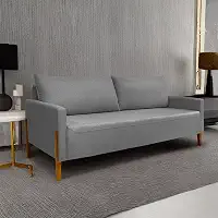 Sofá Elegance 2 Lugares 1,40m Linho Cinza Escuro Clean Moderno Recepção Consultório