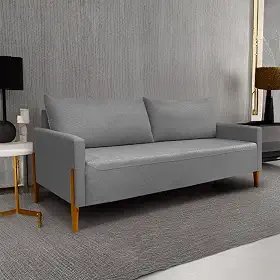 Sofá Elegance 2 Lugares 1,40m Linho Cinza Escuro Clean Moderno Recepção Consultório