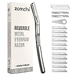 ZOMCHI Dermaplaning Tool, Dermaplaning Razor for Women & Men, Reusable Eyebrow Razor with 11 Refill Blades, Facial Razor Removes Peach Fuzz, Exfoliates Skin (Matte Silver)