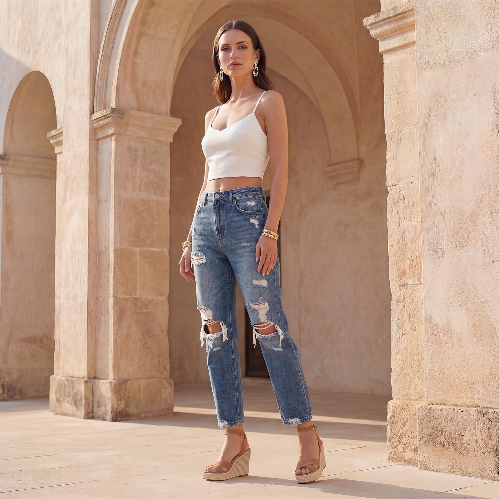 VICKI·VICKI Zeppe per le donne Sandali con plateau Tacchi con zeppa per sandali Comodi Espadrillas Estivi Scarpe con cinturino alla caviglia e punta aperta