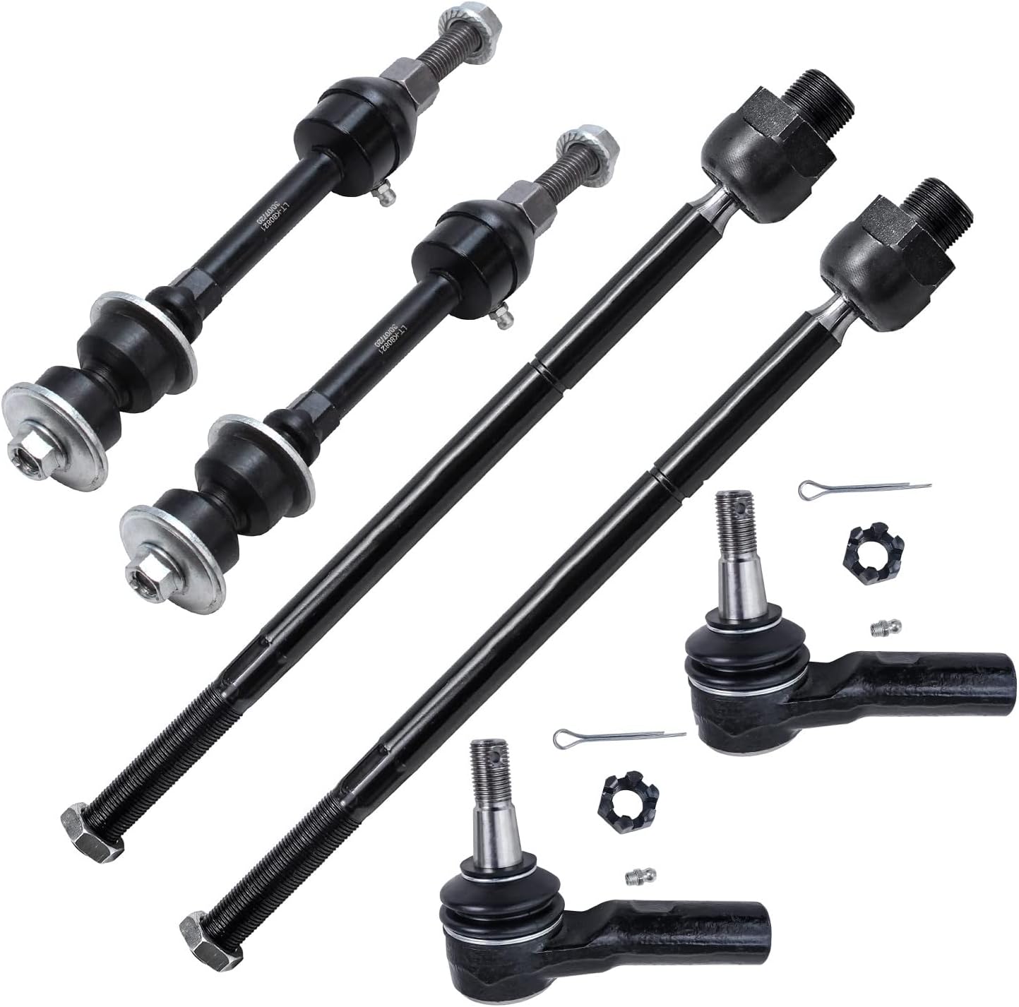 Detroit Axle - 2WD Front Suspension Kit for 2006 2007 2008 Dodge Ram 1500 [5 Lug] 4 Inner & Outer Tie Rods 2 Sway Bar Links Replacement - 6pc Set