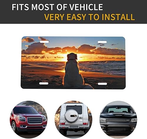 Miniatura 7 de Golden Retriever - Placa de matrícula de metal de aluminio para perro, decoración de automóvil, 6 x 12 pulgadas