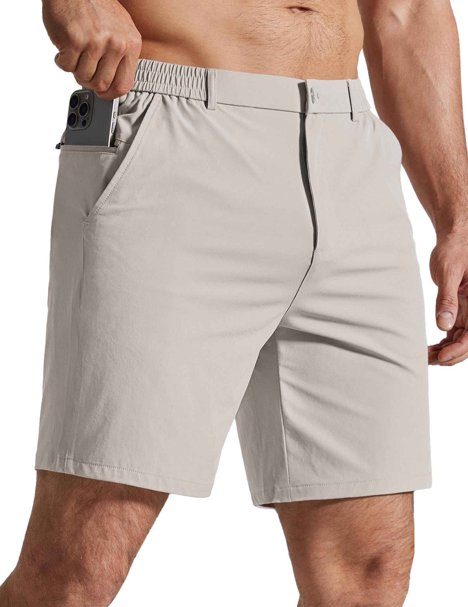 COOFANDY Mens Golf Shorts 7" Inseam Lightweight Quick Dry Shorts Elastic Waistband with 3 Pockets UPF50