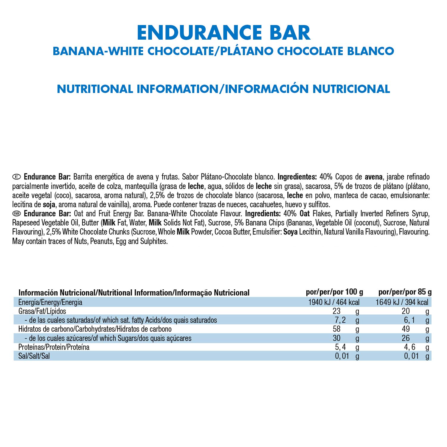 VICTORY ENDURANCE WVE.104104 Endurance Bar Cioccolato Bianco-Banana 85g x 25 unità con avena
