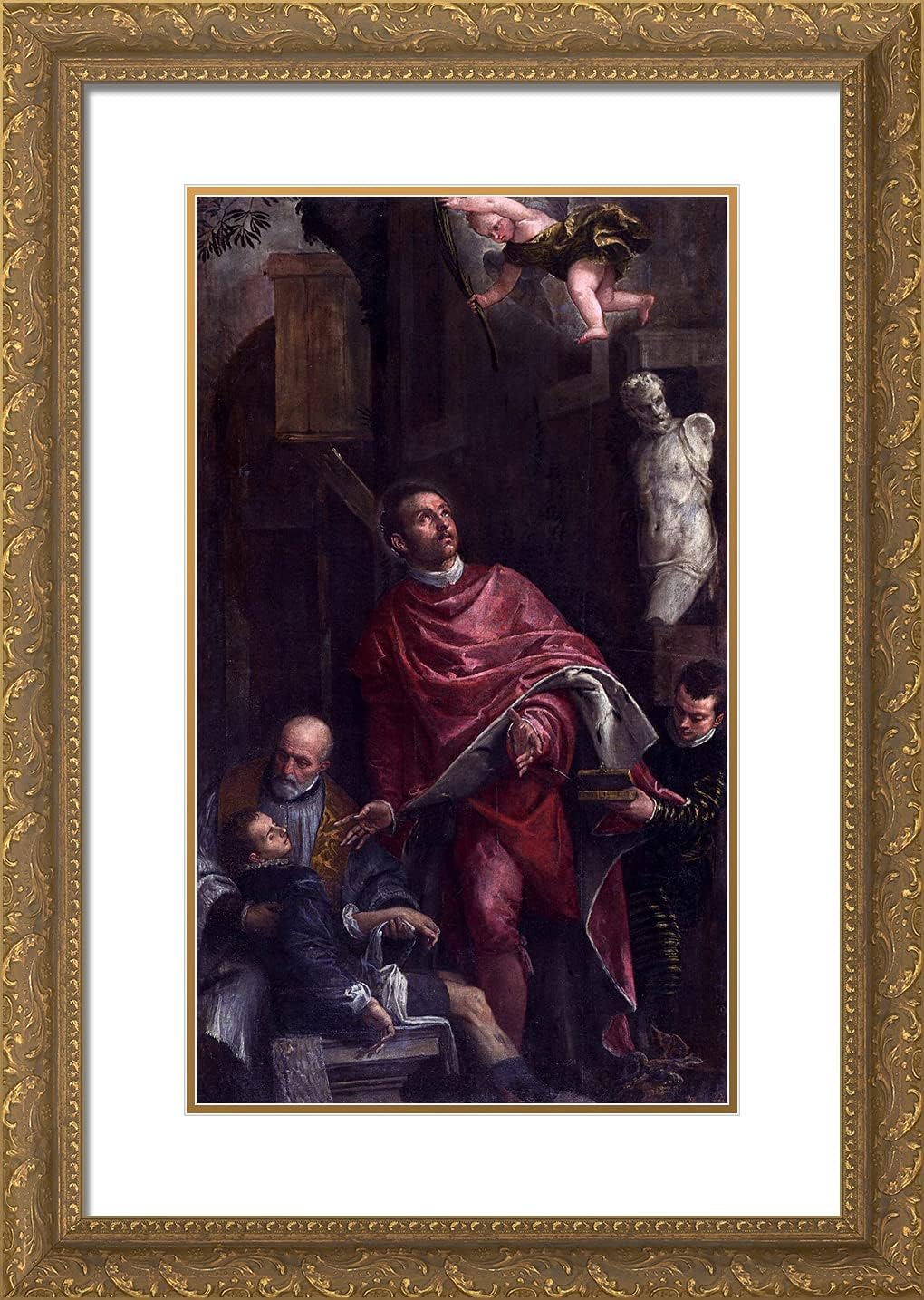 ArtDirect Veronese, Paolo 18x24 Black Modern Framed Art Print Titled: Conversion of St. Pantaleon