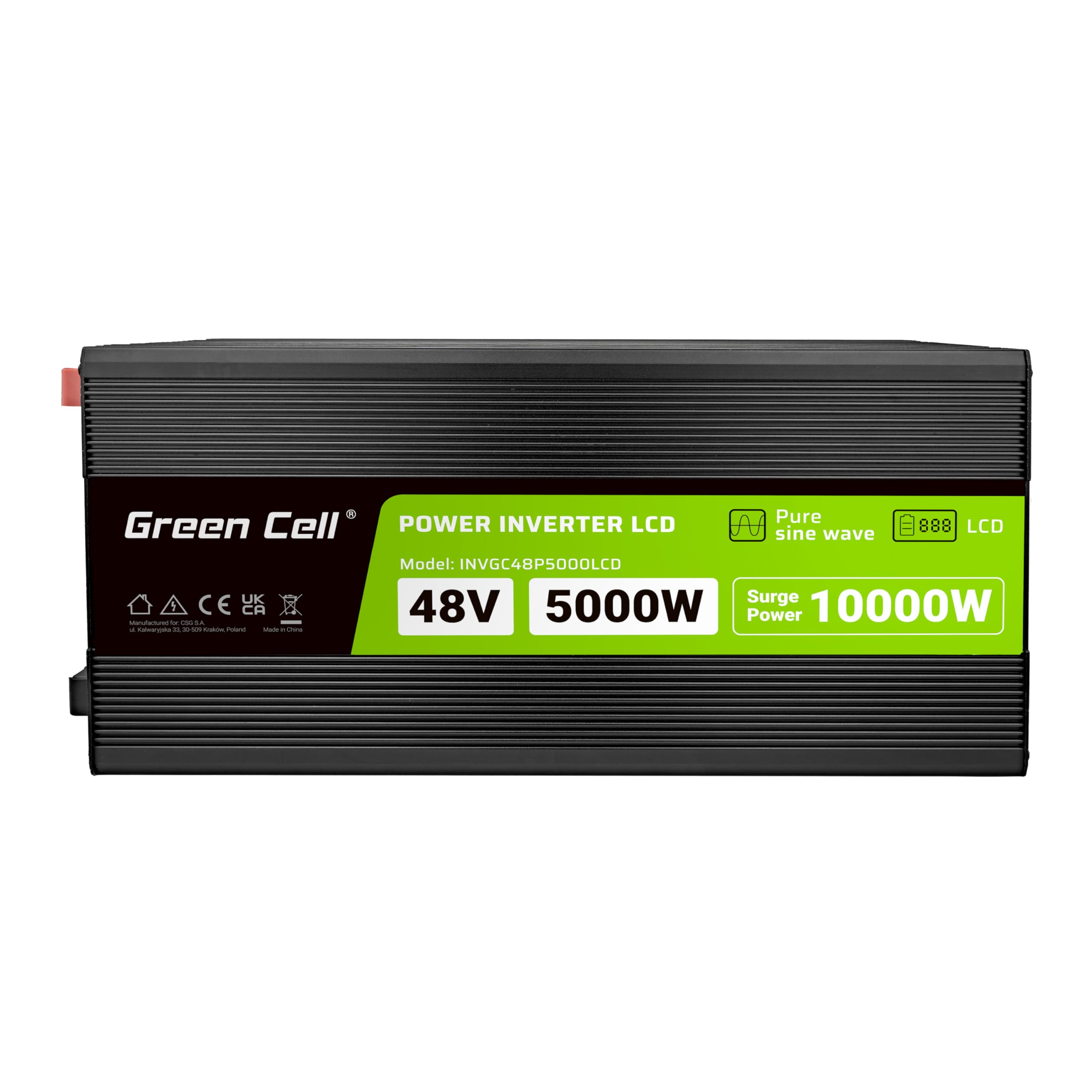 Green Cell LCD Spannungswandler 5000W/10000W 48V auf 230V Reiner Sinus Volt Spannungswandler Wechselrichter Konverter Pure Sine Wave Power PowerInverter DC AC Umwandler Stromwandler Wohnwagen Auto