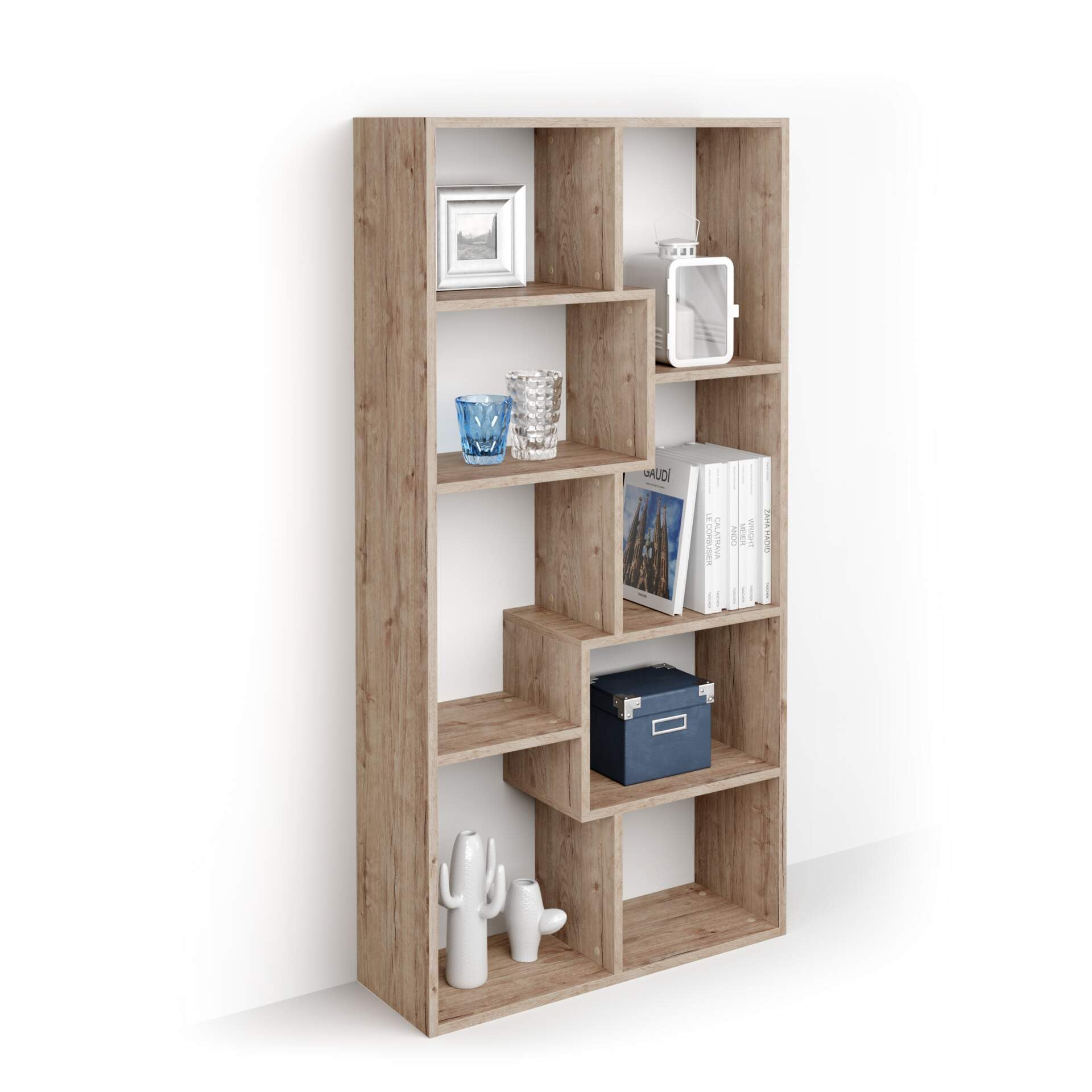 Mobili Fiver Libreria Iacopo M – 160.8x236.4 Cm, Ante Rovere Rustico, Made In Italy, Parete Divisoria