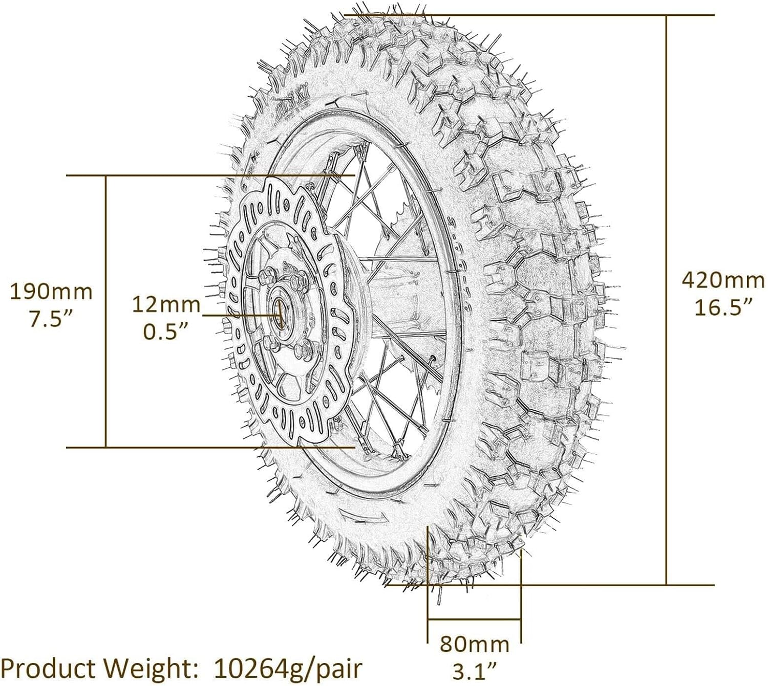 10" Wheels Front 2.50-10 & Rear 3.00-10 Tire Rim + Front Forks Shock Triple Clamp+ Rear Swingarm +Disc Brake Assembly for Mini Dirt Pit Bike Razor SSR CRF50 XR50 70cc 90cc 110cc