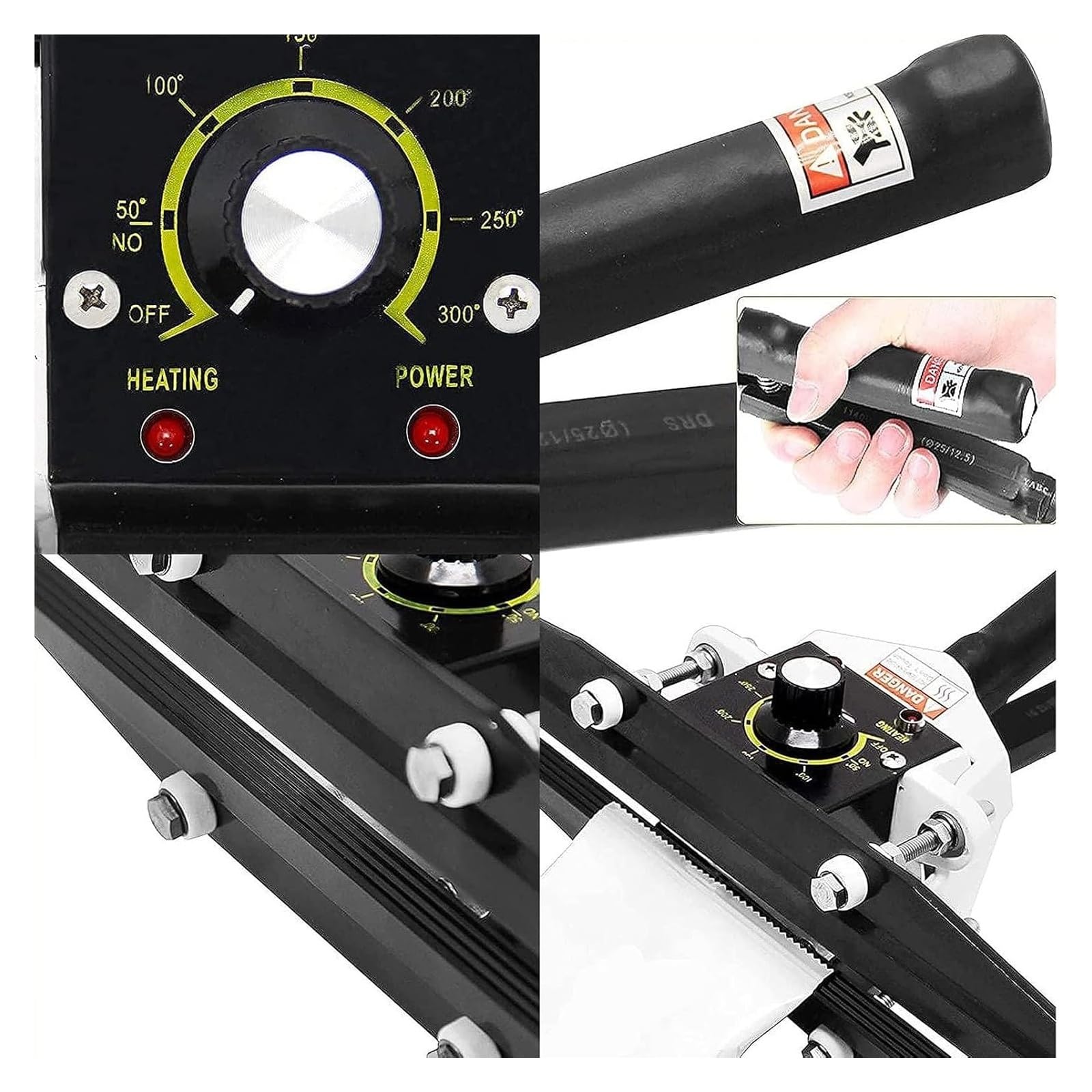 Sigillatrice a caldo portatile, 800 W, larghezza di tenuta di 10 mm, temperatura 0-300 ℃ per sacchetti in Mylar e sacchetti di alluminio