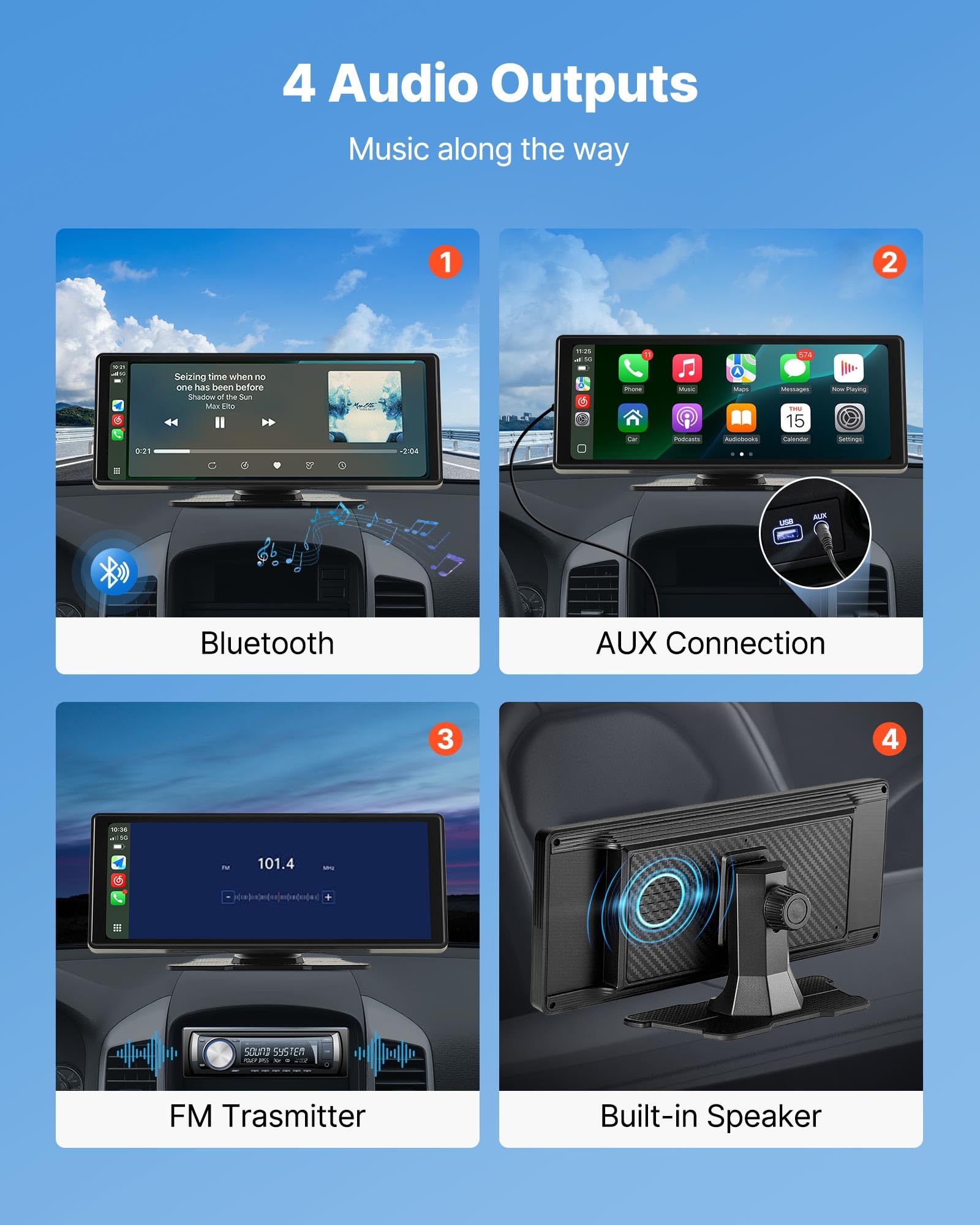 VEVOR Autoradio sans Fil, Écran Central Tactile HD 25,4 cm, Compatible avec Apple CarPlay et Android Auto, Commande Vocale, Mirror Link, Bluetooth, Navigation GPS, Accessoires pour Voitures Camions