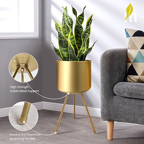 Miniatura 4 de magarz Maceta de metal de mediados de siglo con soportes elegante maceta de pie de suelo adecuada para orquídeas Aloe decoración de interiores y