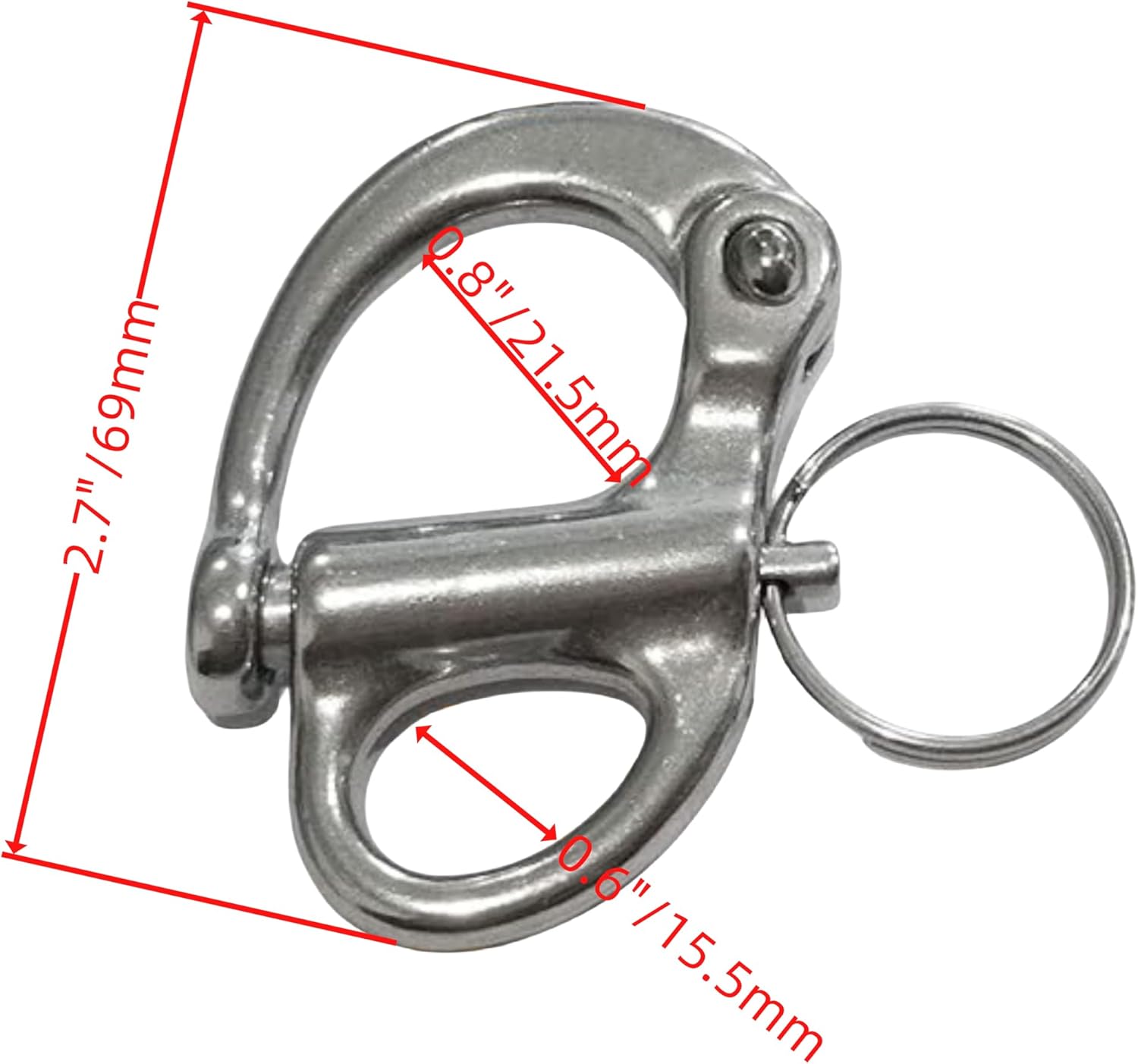 Marine Grade 316 Stainless Steel Fixed Shackle Hand Pull Quick Hanging Shackle snap Hook for Hoisting Rope Suspension