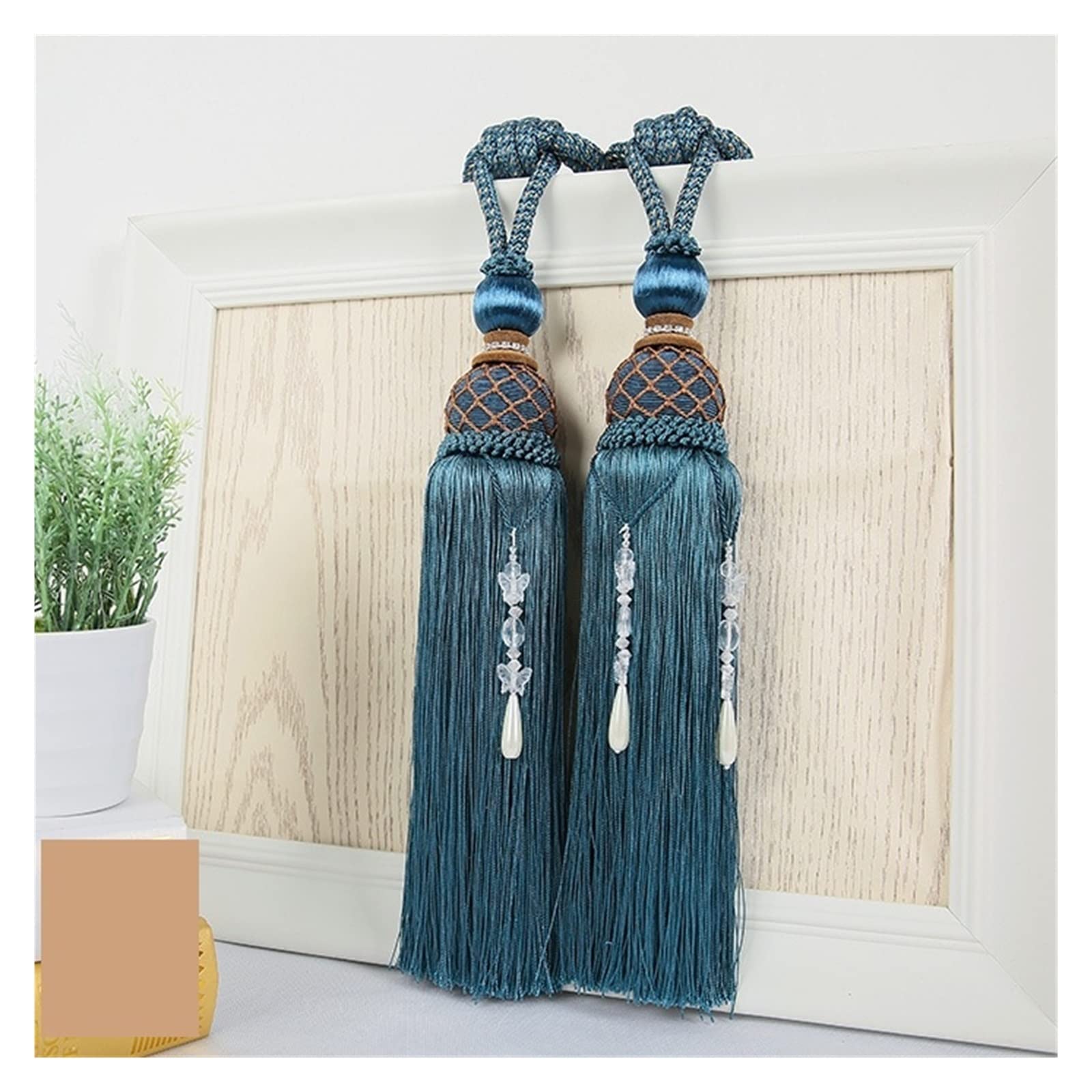 2PCS Kurtyna Wiszące kule Ball Haczyk Bandaż Bandaż Lobbing Pasek Tassel Tiebback Buckle Dekoracja domu wanglan(Blu)