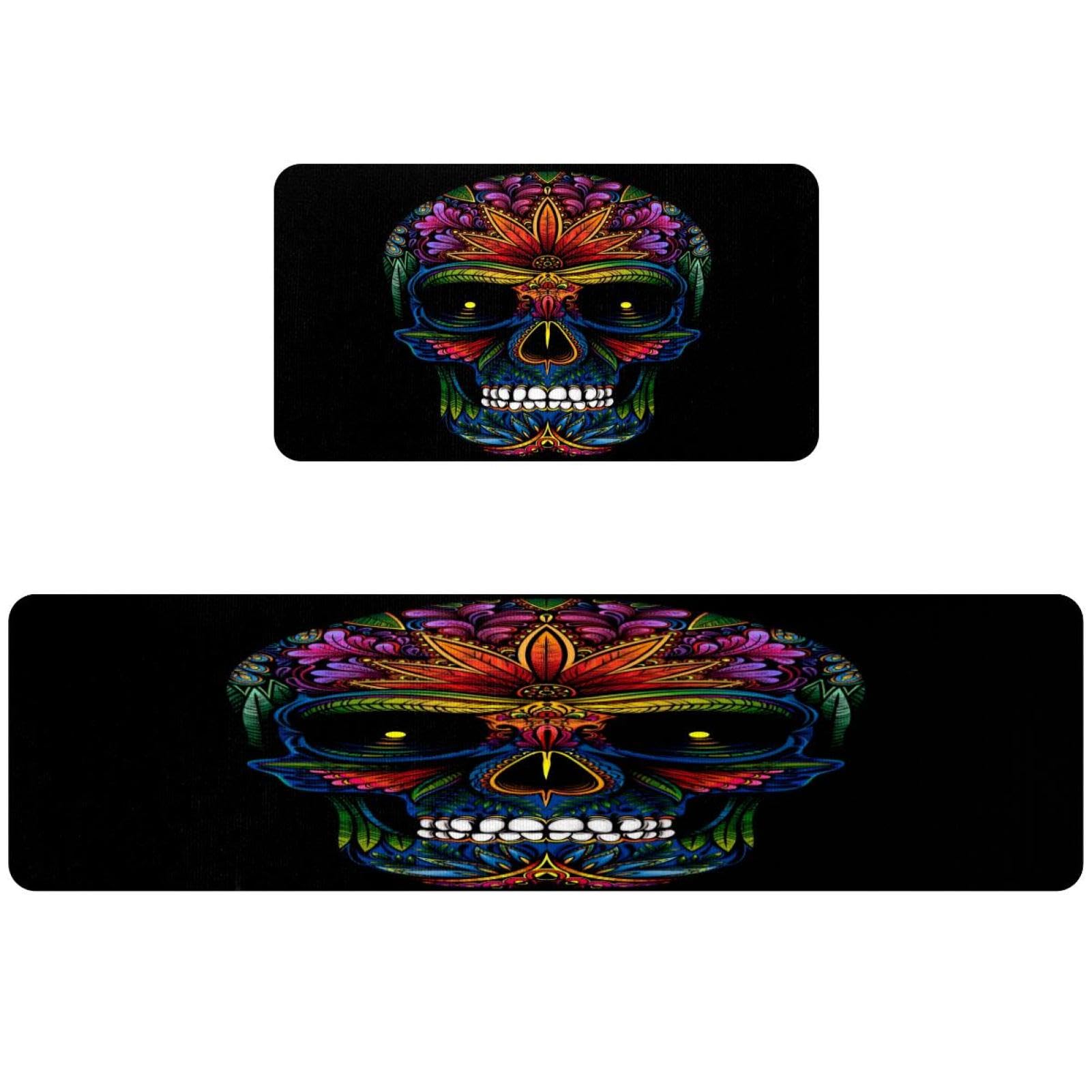 Tapis de cuisine tête de mort lot de 2 tapis de couloir absorbants lavables