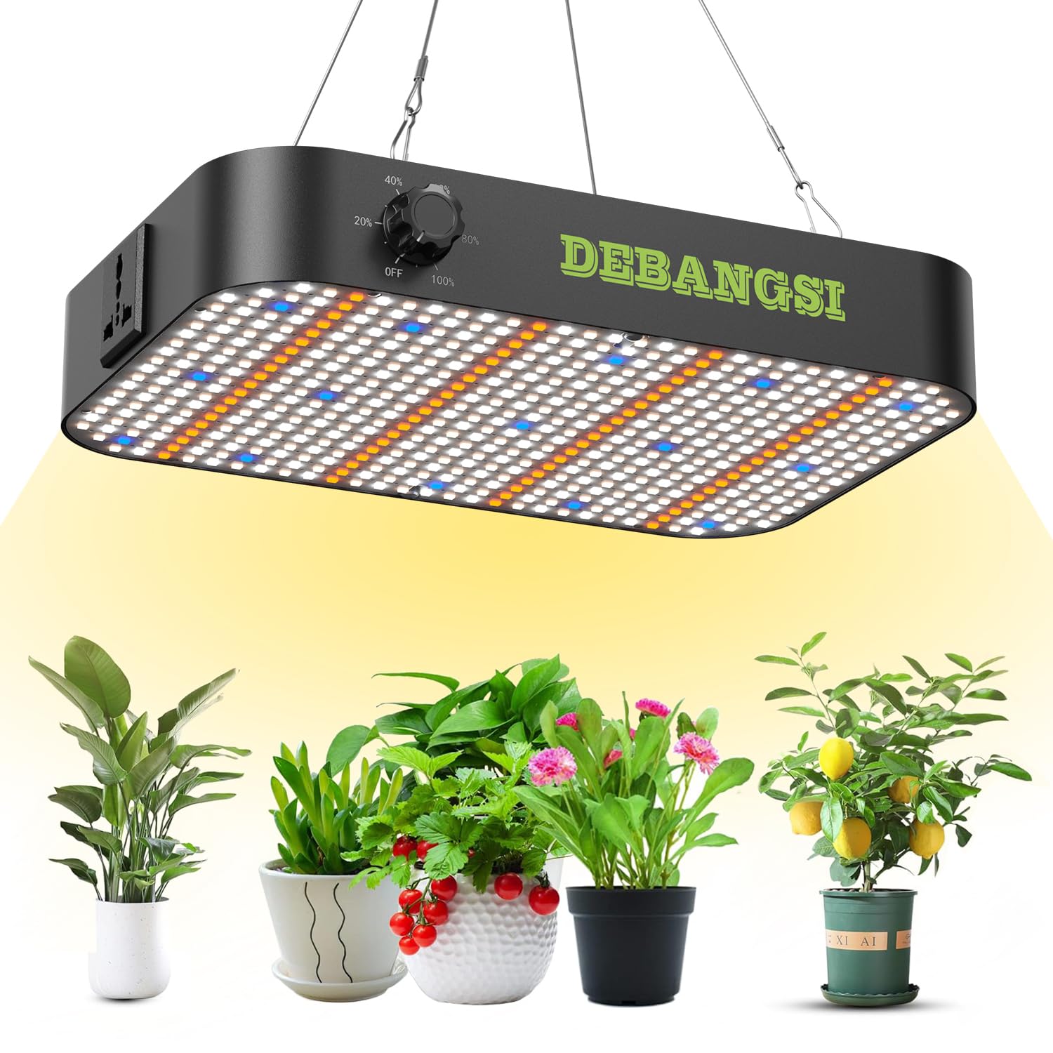 Lámpara de Crecimiento LED 100 Watt, Lámpara para Plantas LED de Espectro Completo Regulable con UV-IR, Lámpara para Cultivo con Función Daisy Chain, Lámpara para Plantas de Interior en Floración