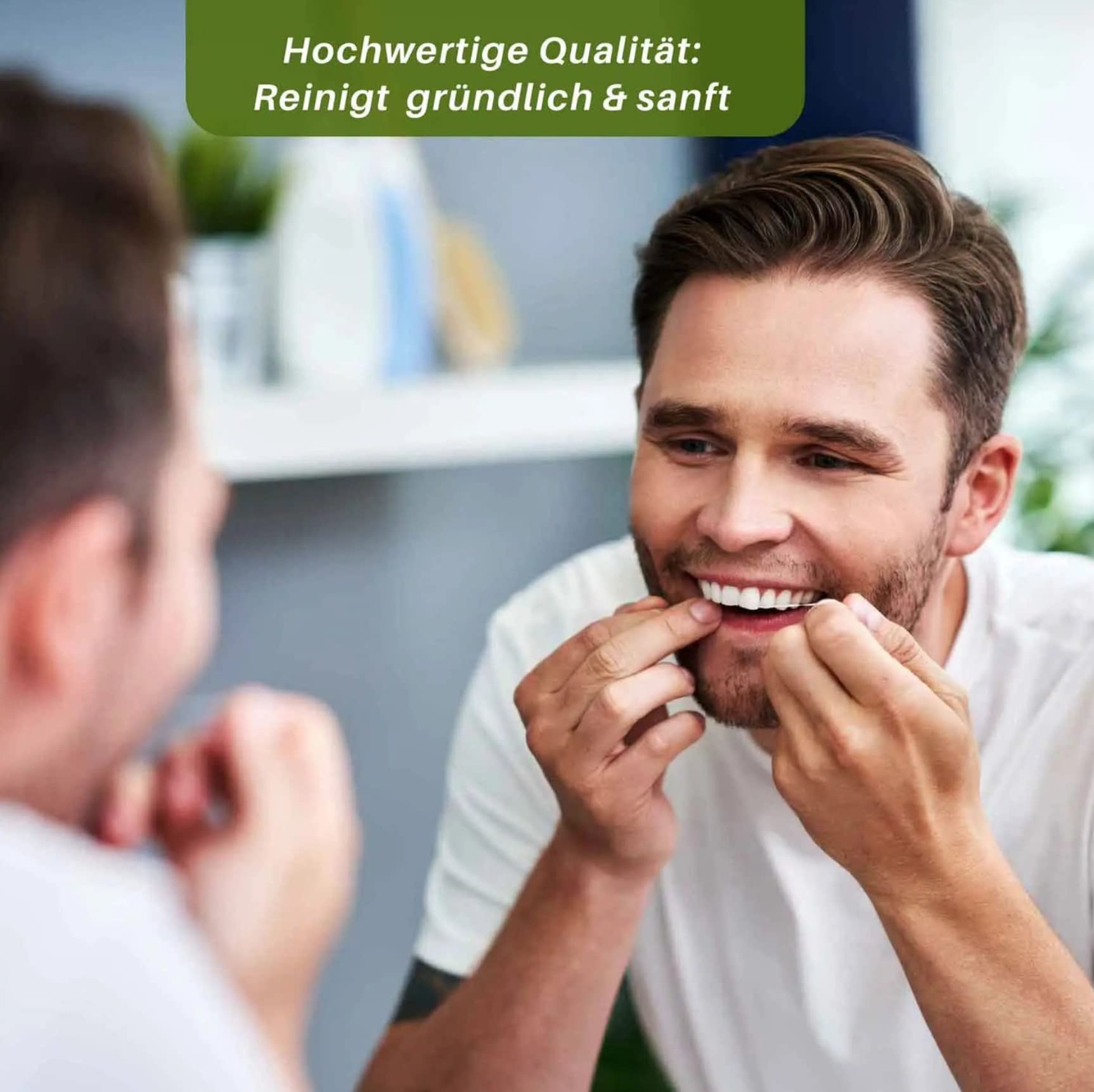 BlueFox Hilo dental sostenible sin plástico, hilo dental vegano de fibra de maíz en vidrio I con cera vegetal natural, sin plástico, 40 x 30 metros sostenible, paquete de recarga