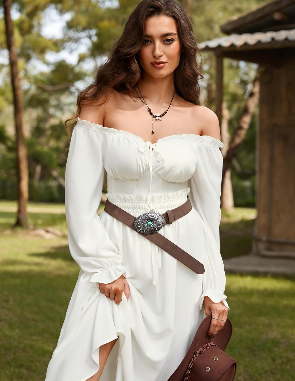 Scarlet Darkness Western Belt for Women Leather Cowgirl Belt with Turquoise Buckle Country Belts for Jeans Dresses - Image 2