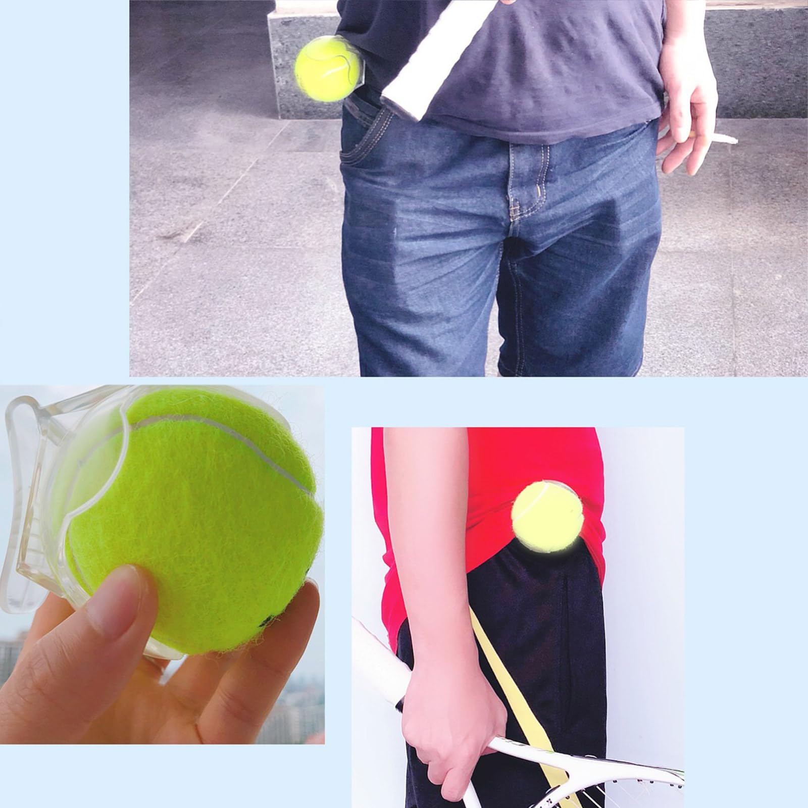 Clip De Ceinture Pour Balle De Tennis - En Plastique Transparent/jaune/bleu - Accessoire D'entraînement Pratique